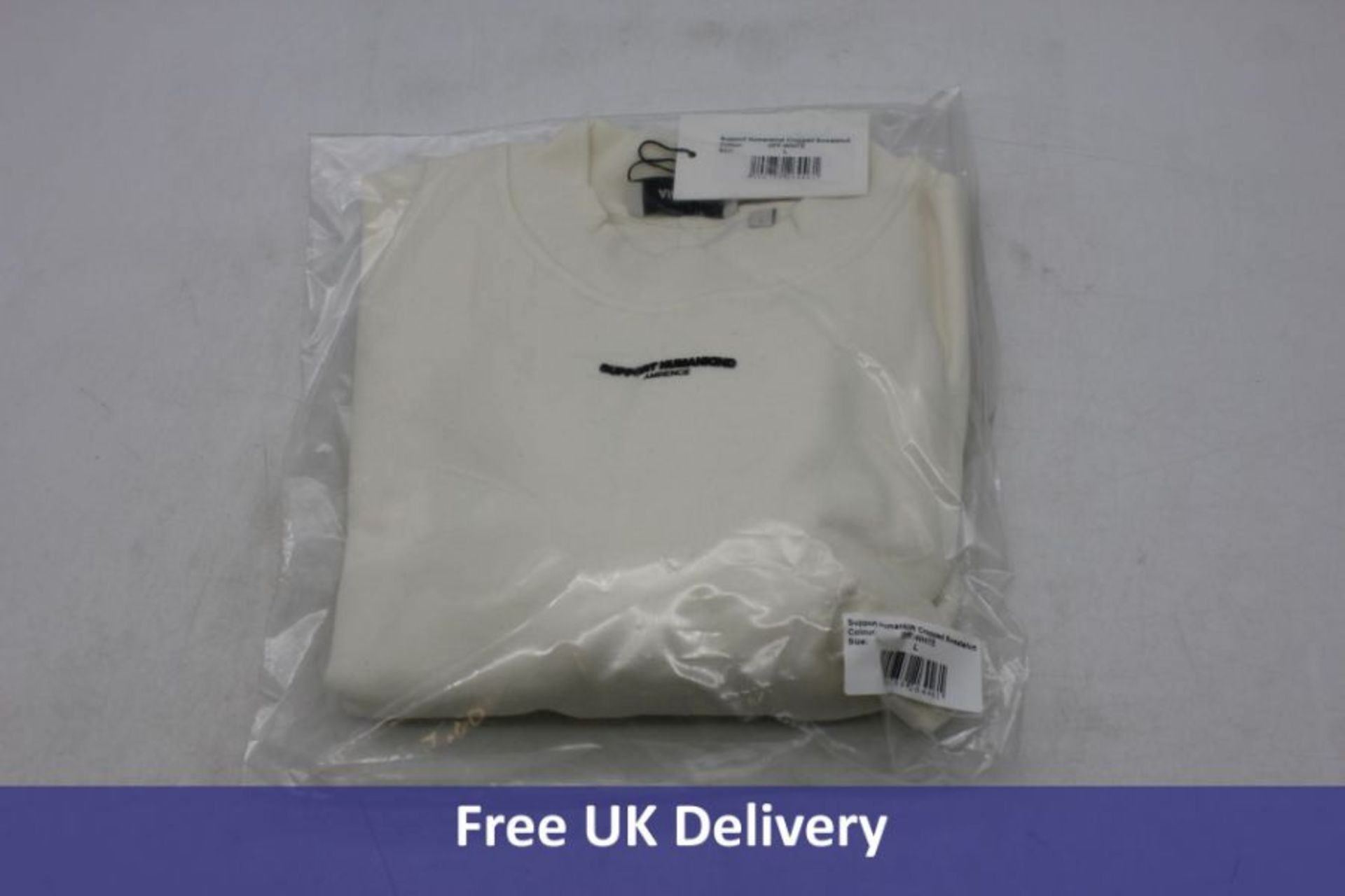 Five Ambience Support Humankind Cropped Sweatshirts, White, UK XS
