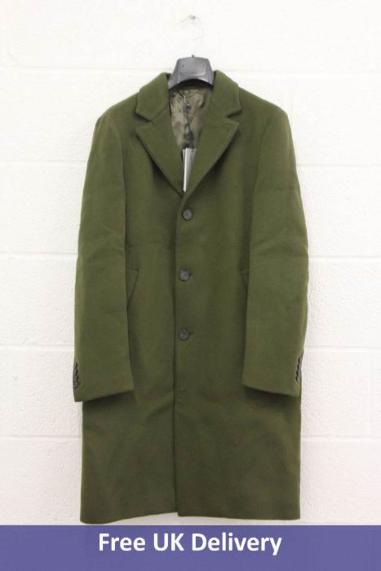 Officine Generale Paris 6e Men's Soft Jack Cashmere Single Breasted Overcoat, Olive, Size 52