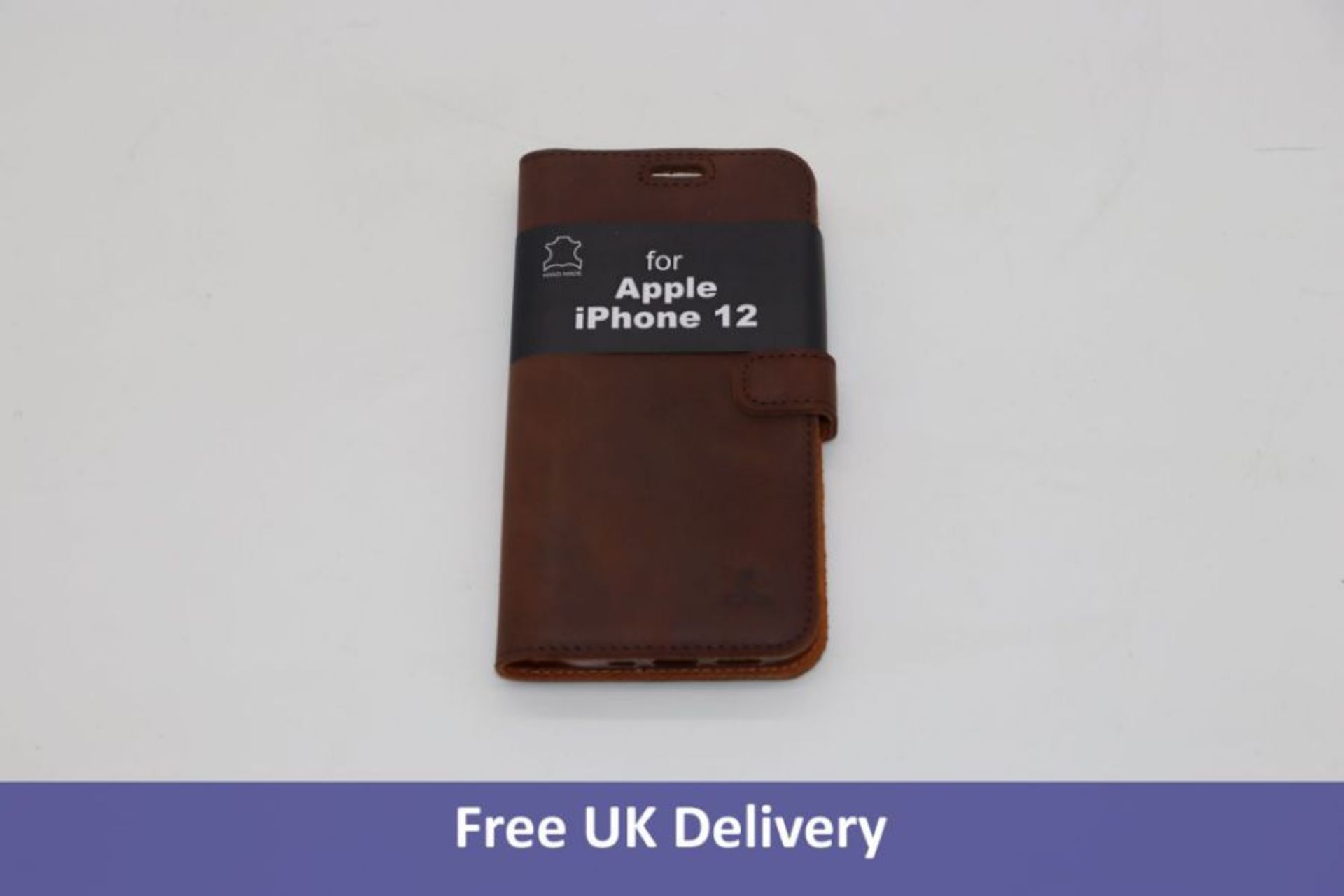 Ten Vintage Leather Wallet Apple/Phone Cases, iPhone 12, Chestnut Brown