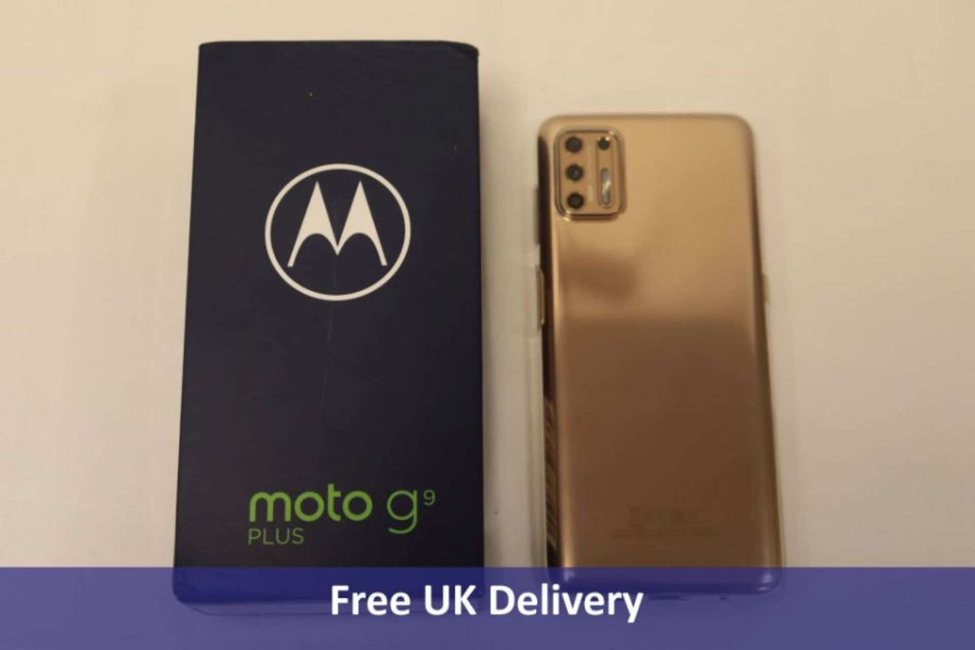 Motorola G9 Plus Android Mobile Phone, 128GB Storage, 4GB RAM, Blush Gold