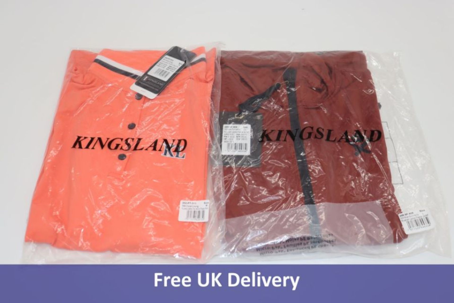 Kingsland Kluma Ladies Tec Micro Pique Polo, Coral Living, Medium and Sariah Ladies Vest, Burnt Henn