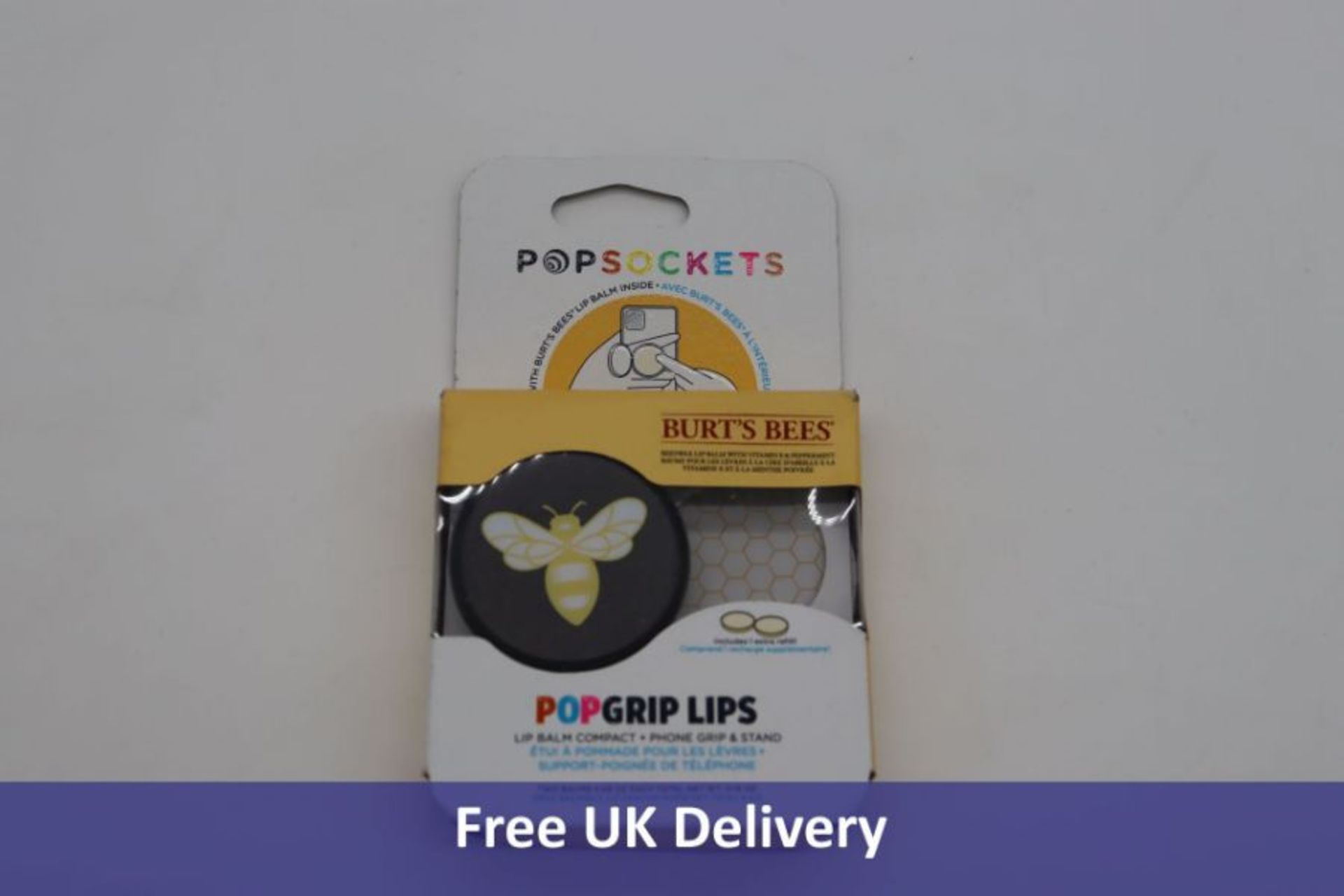 Ten PopSockets PopGrip Lips Burt's Bees, Bee Logo