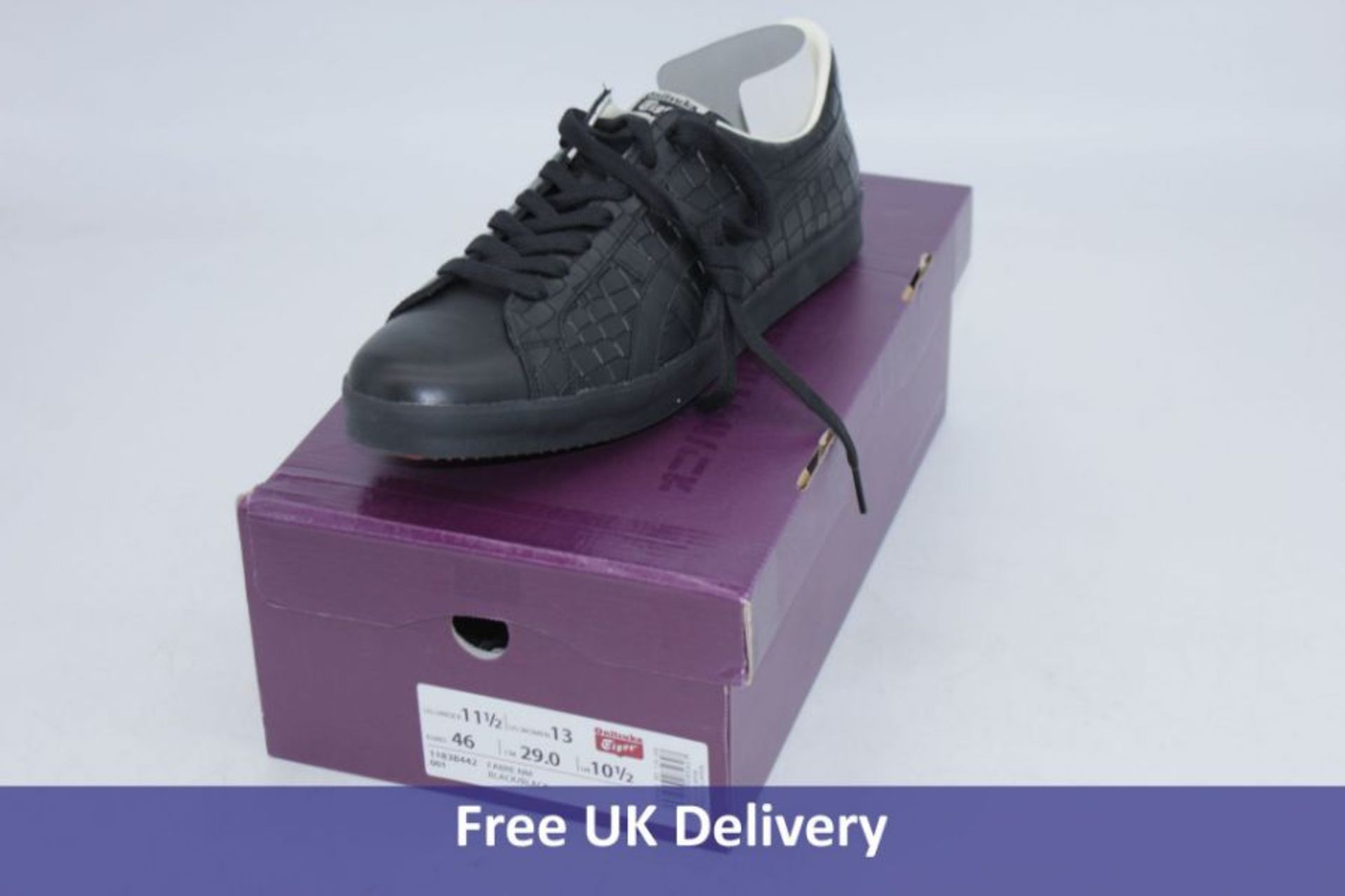 Three pairs of Onitsuka Tiger Trainers to include 1x Fabre NM Trainers, Blak UK 10.5, 1x Fabre NM Tr