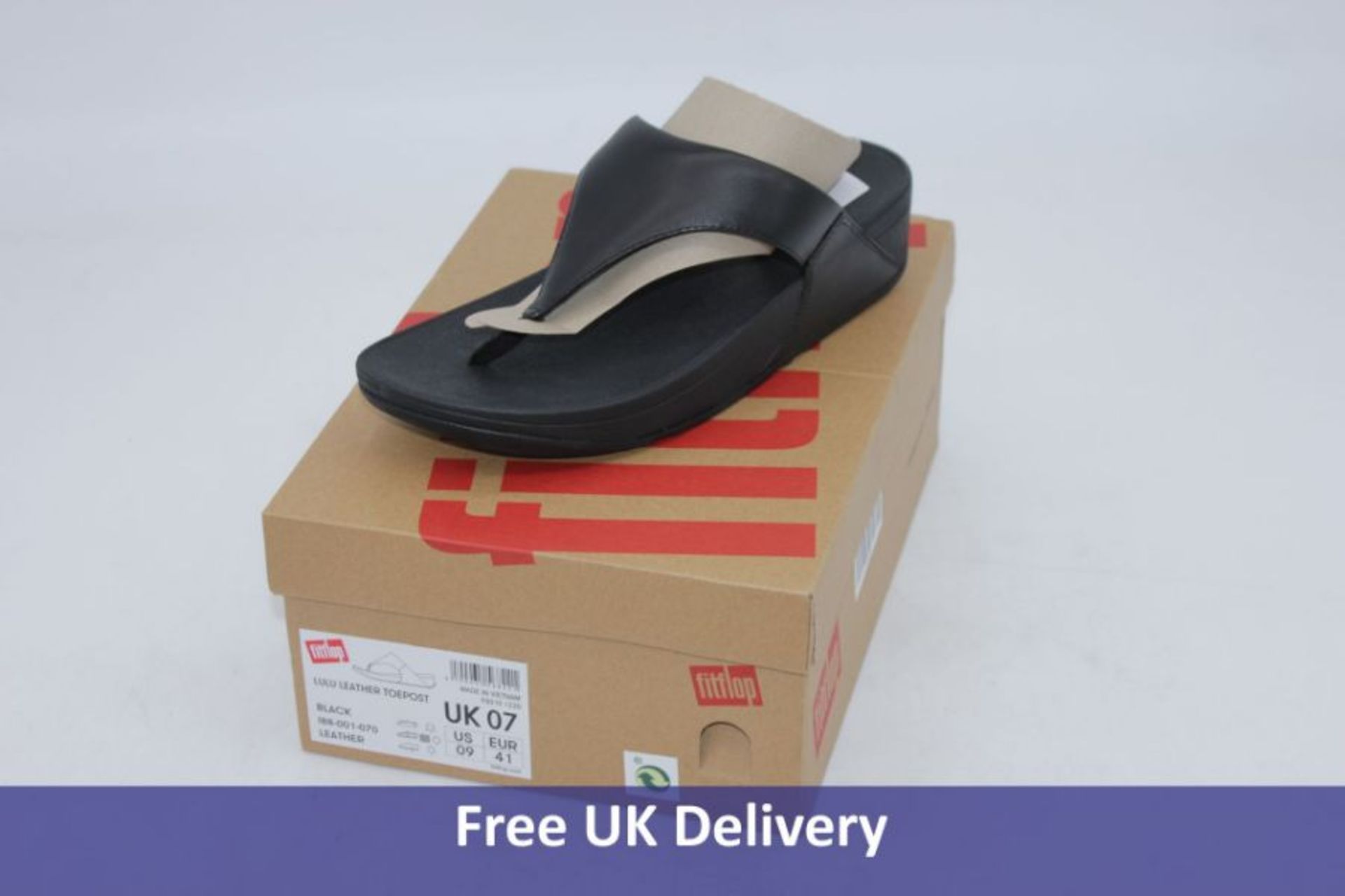 Three pairs of Fitflop Sandals to include 1x Lulu Toepost Leather Sandals, Black, UK 7, 1x Sola Feat