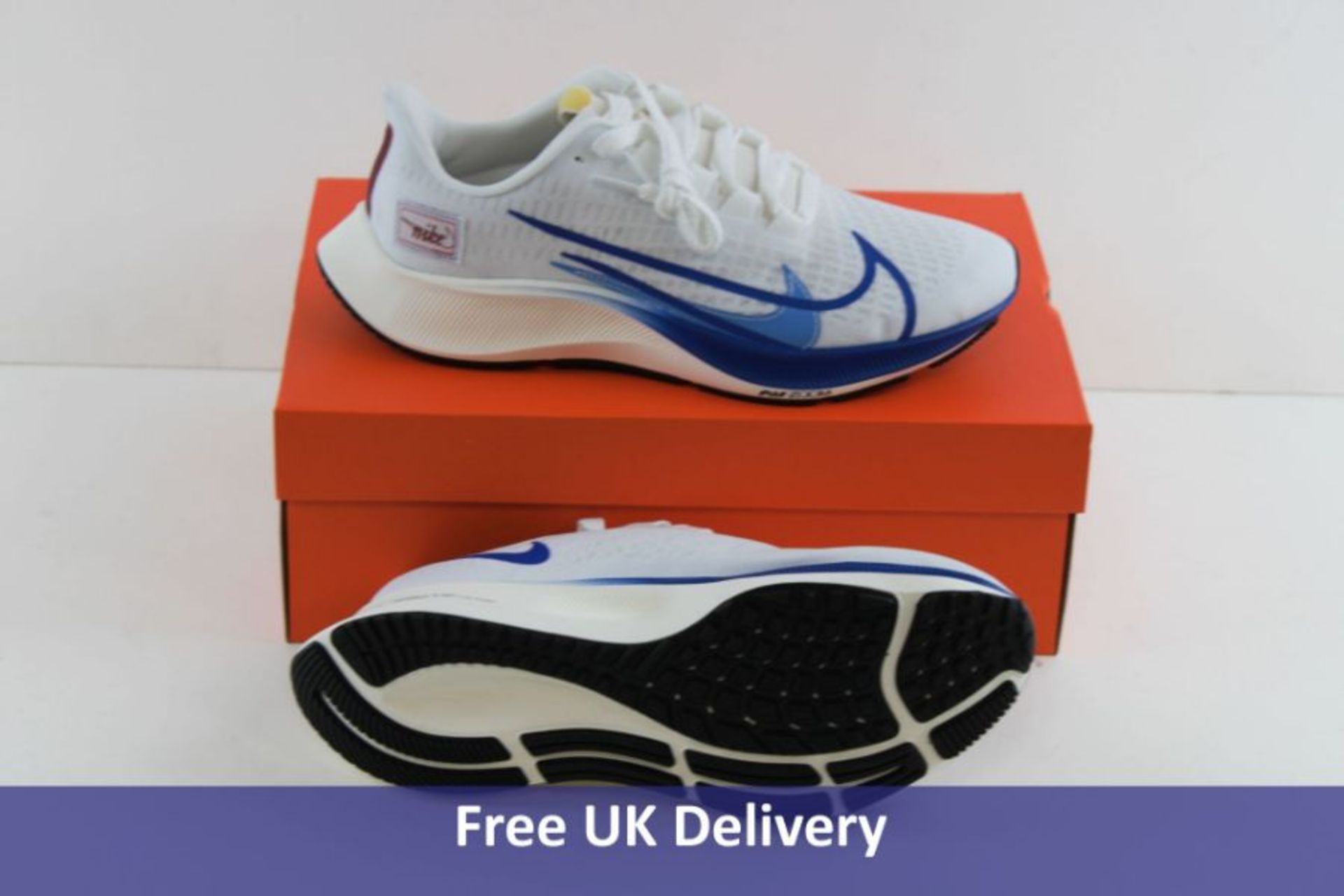 Nike Men's Air Zoom Pegasus 37 Premium Trainers, White And Blue, UK 7.5