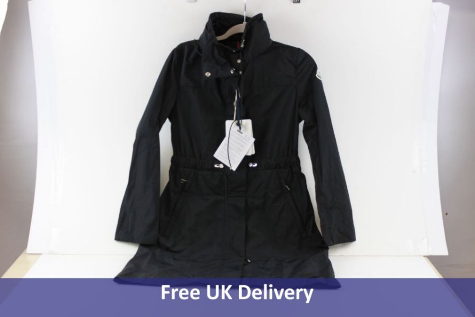 Moncler Women's Hooded Nylon Rain Jacket, Black, Size TG1