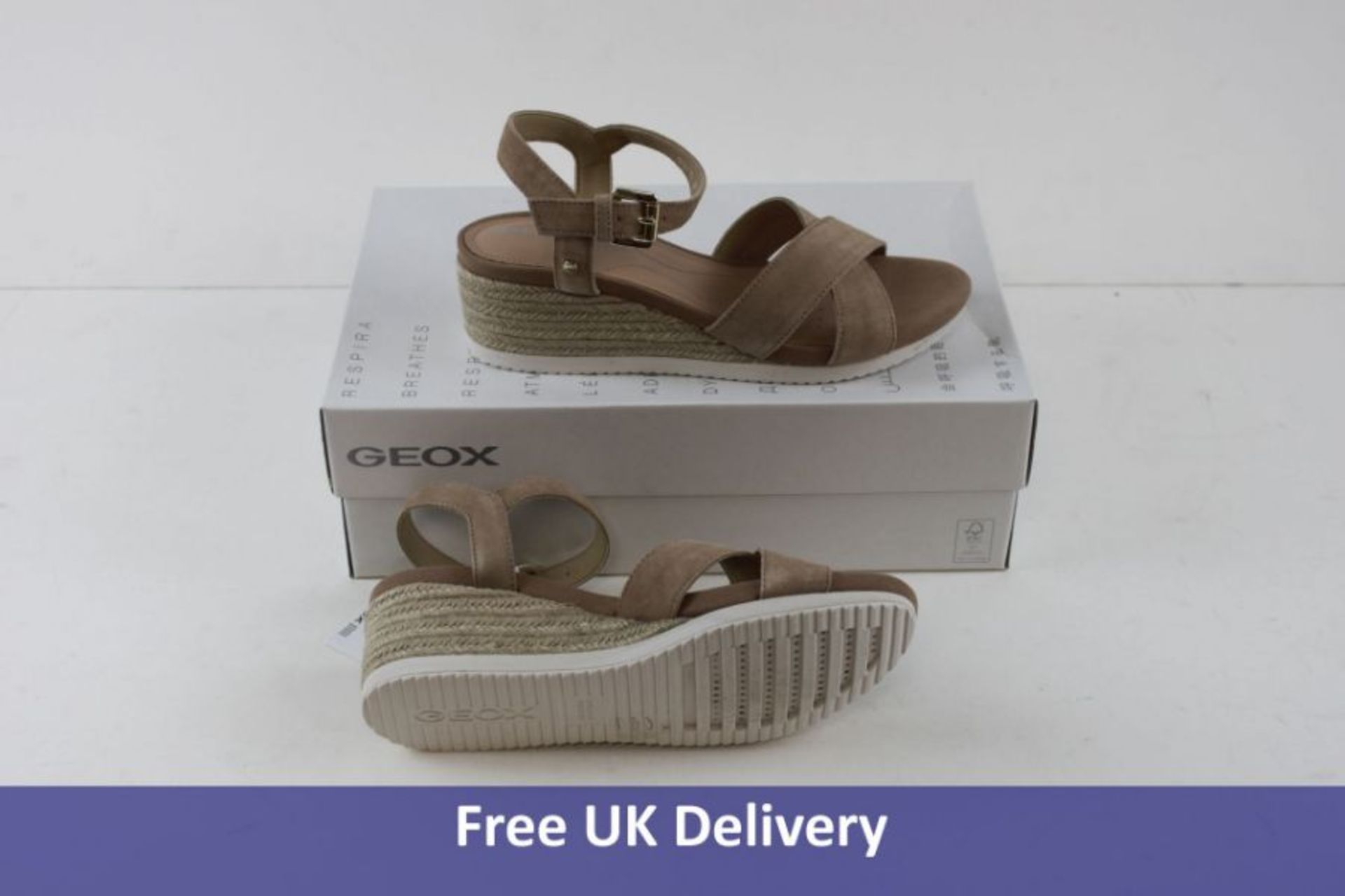 Geox Women's D Ischia Corda C Wedge Sandal, Skin, UK 4