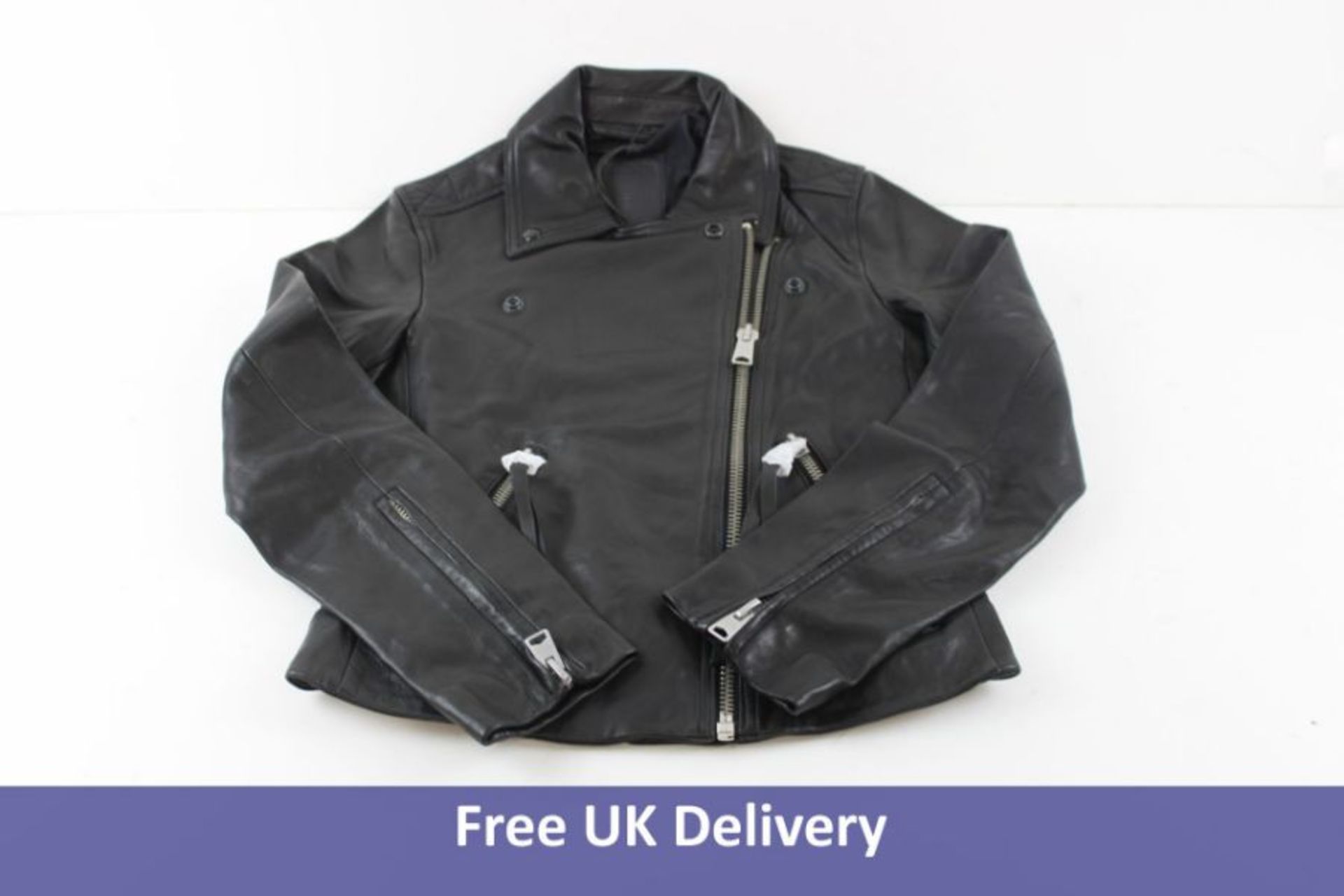 All Saints Women's Dalby Biker Jacket, Black, Size UK 2