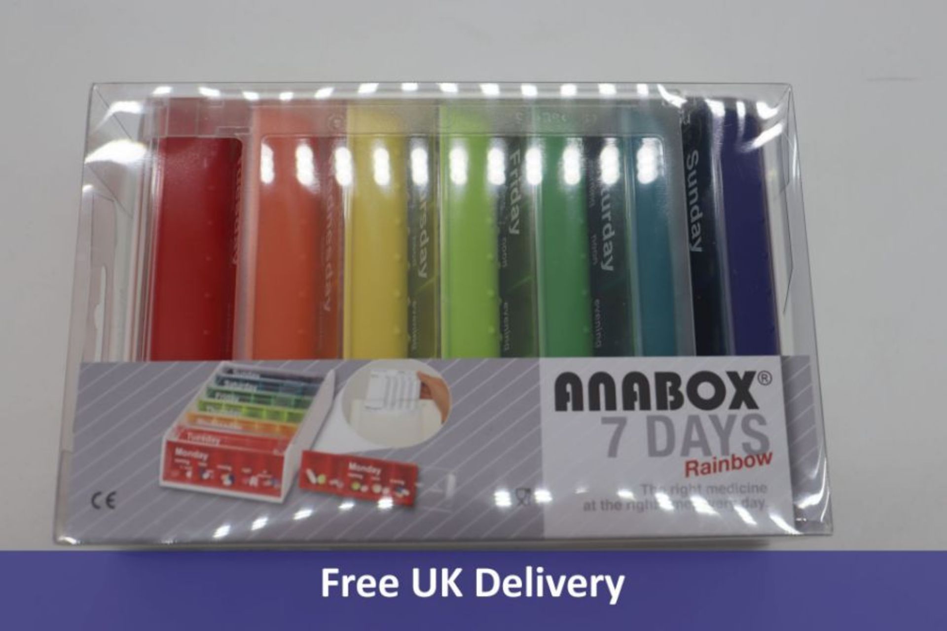 Sixty Anabox Weekly Medication Organisers, Rainbow