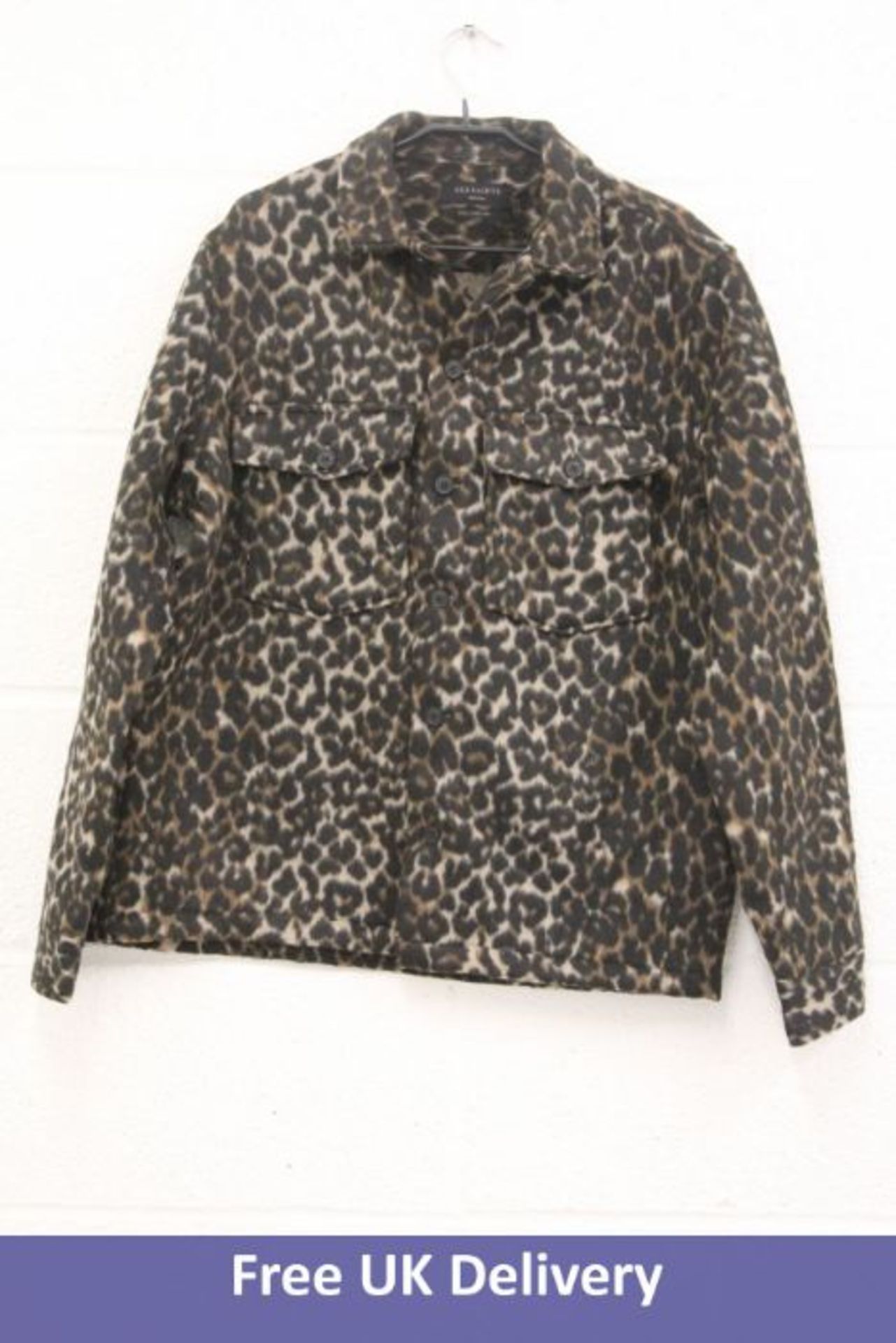 Two AllSaints Men's Laurier Long Sleeve Leopard Shirts, Beige, M - Image 2 of 2