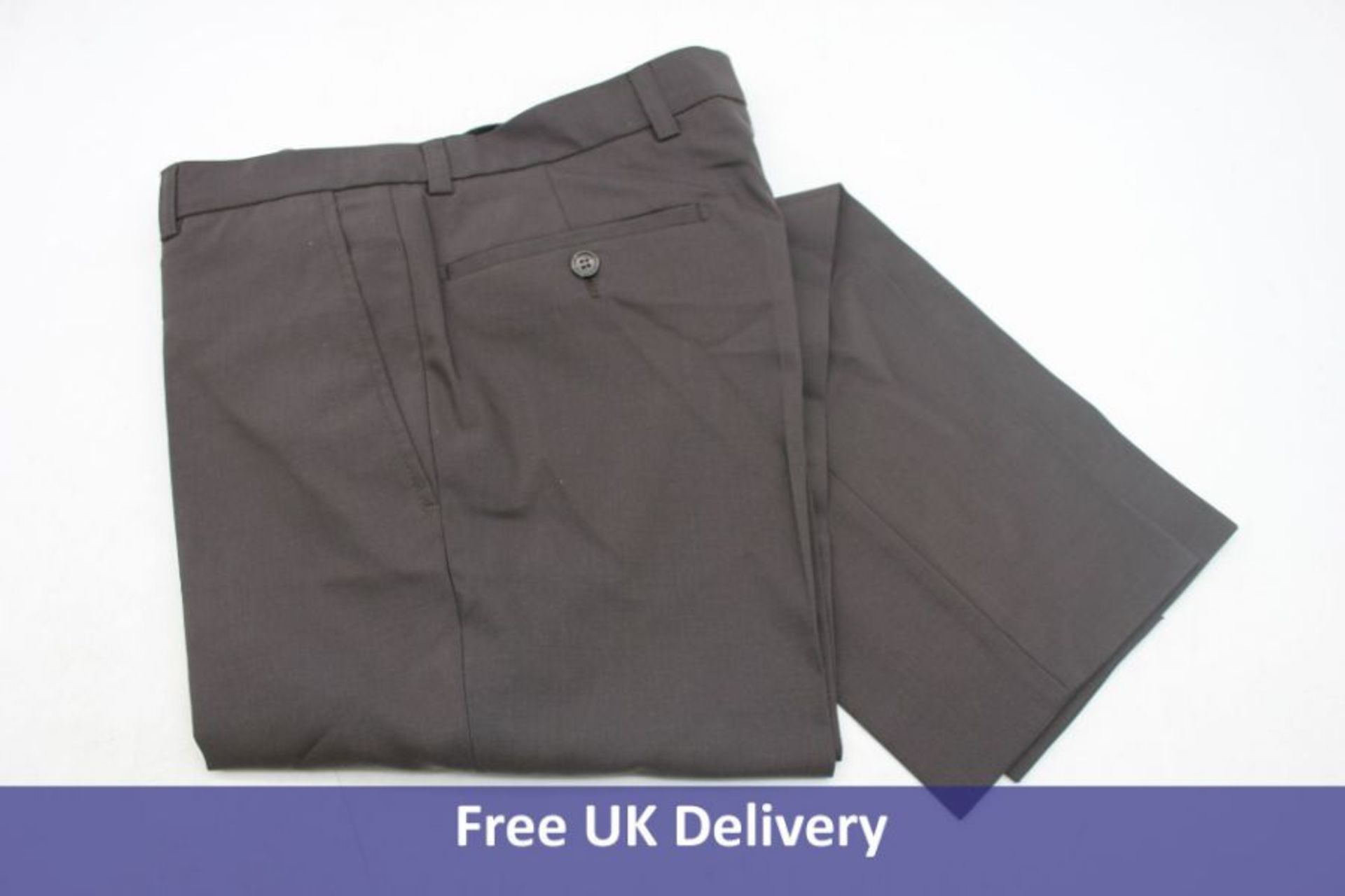 Three Smart Men's Suit Trousers, Dark Brown, 30W 30L