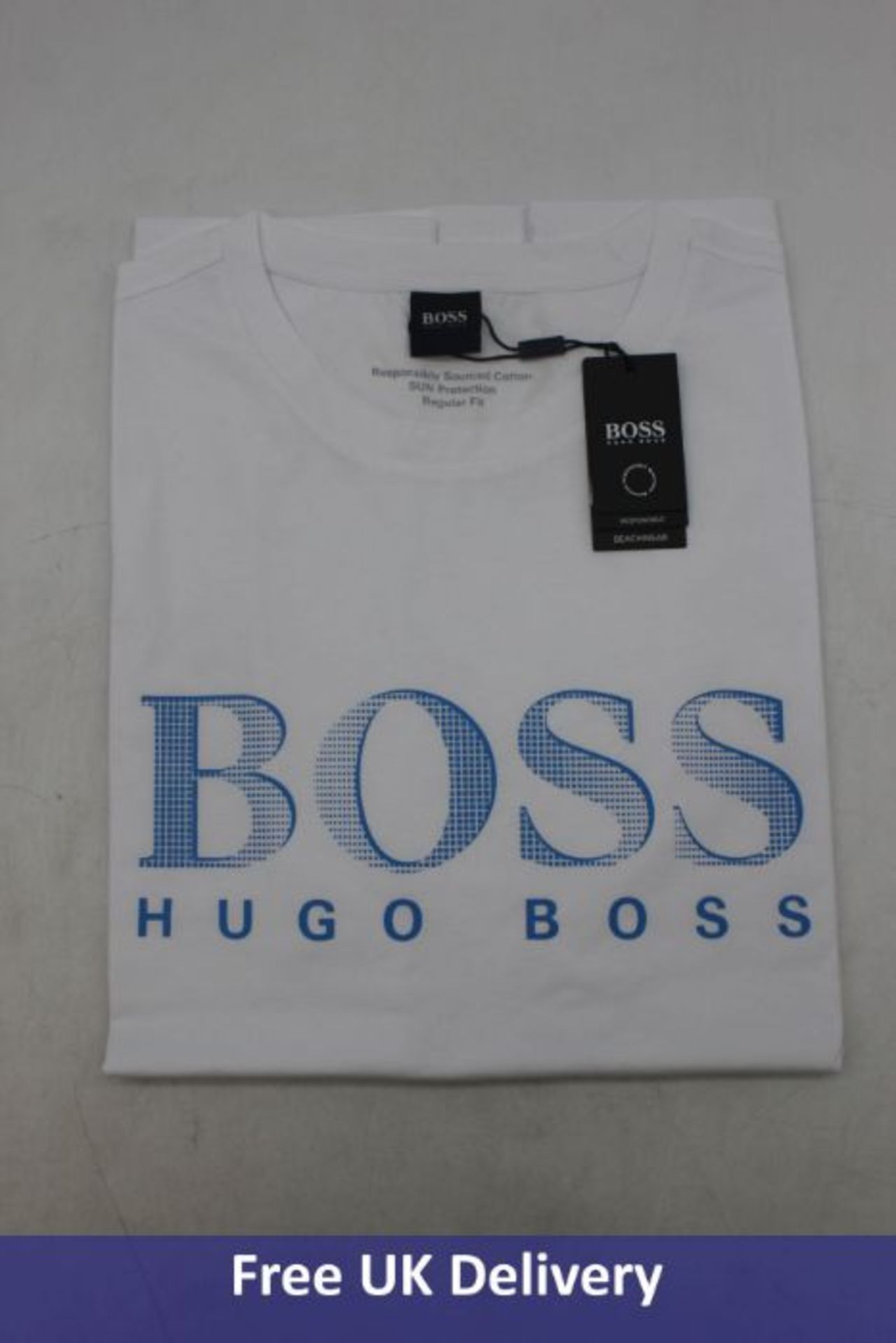 Four Hugo Boss Men's RN UV-Protection T-Shirt, White, 2x S, 2x XL