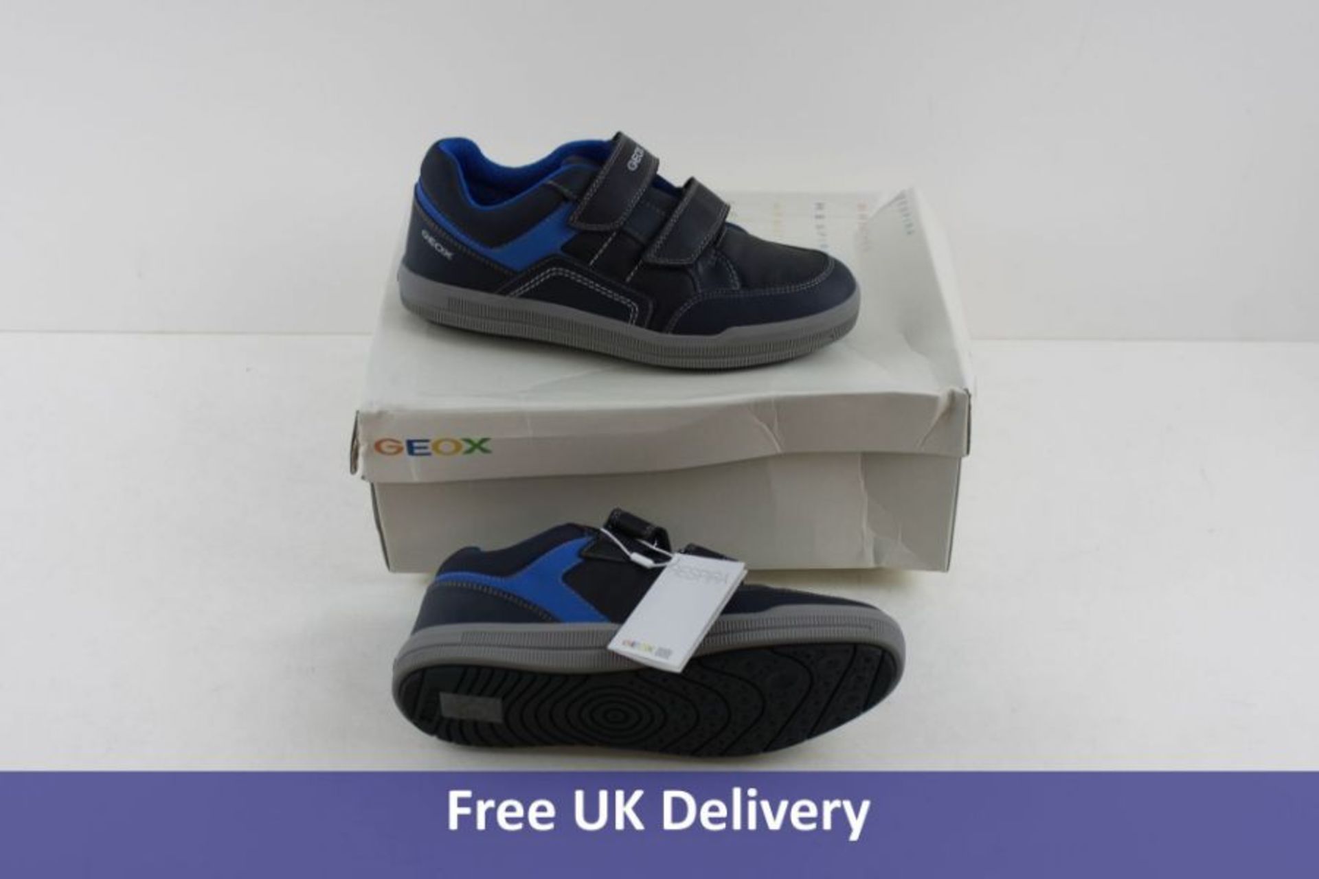 Geox Poseido Boy's Shoes, Navy and Grey, UK 4. Box damaged
