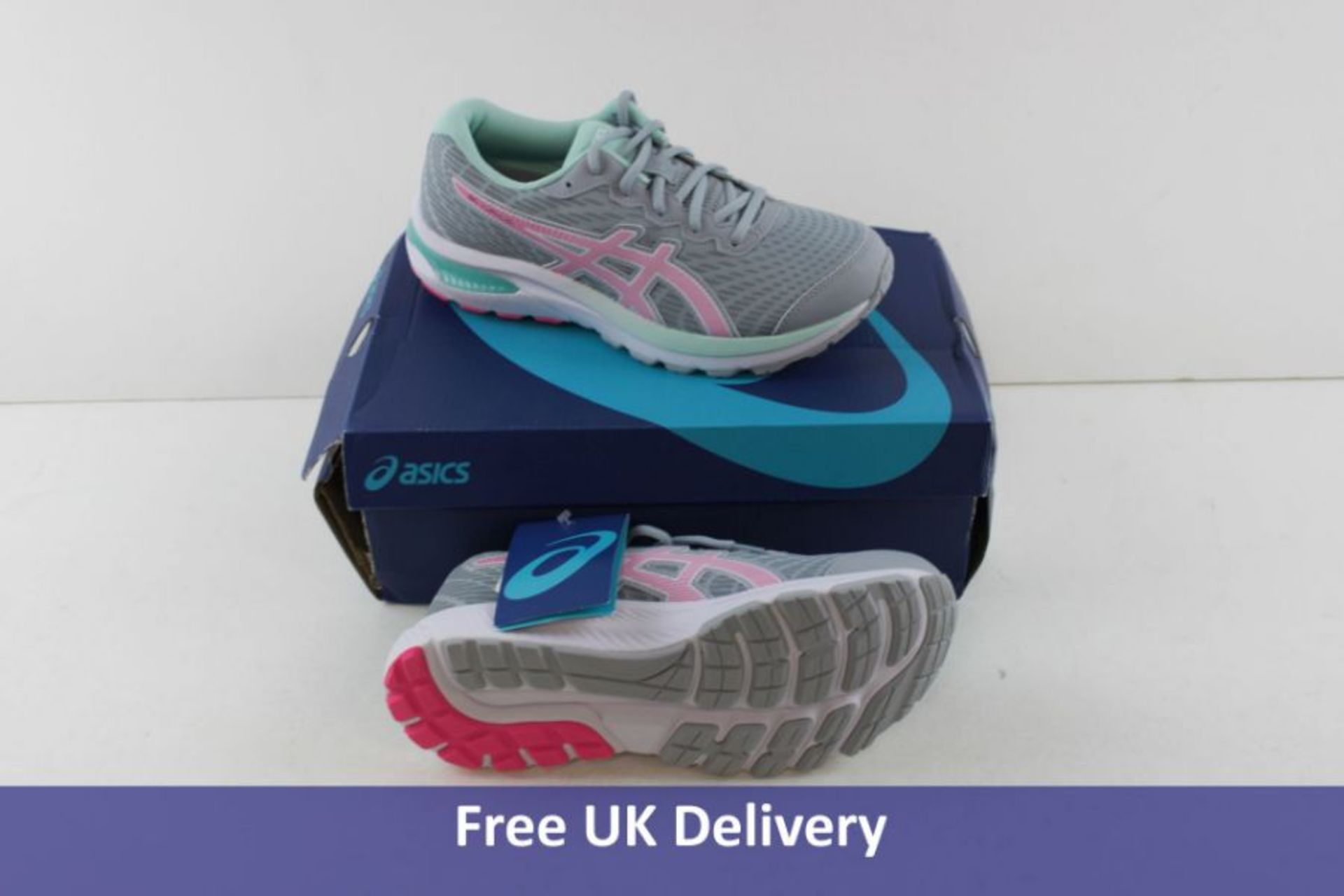 Asics Kid's Gel Cumulus 22 Trainers, Piedmont Grey and Pink Glo, UK 5