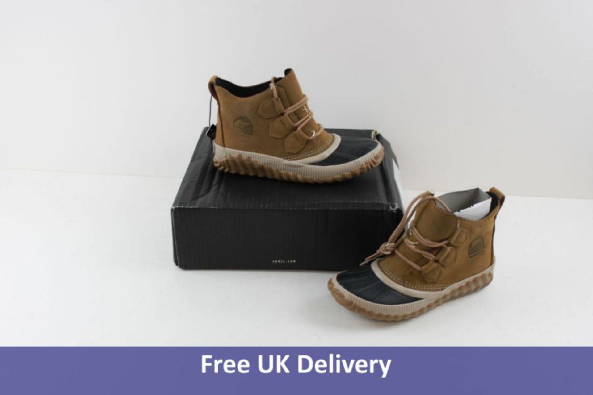 Sorel Kid's Out N About Plus Boots, Brown and Black, UK 3. Box damaged