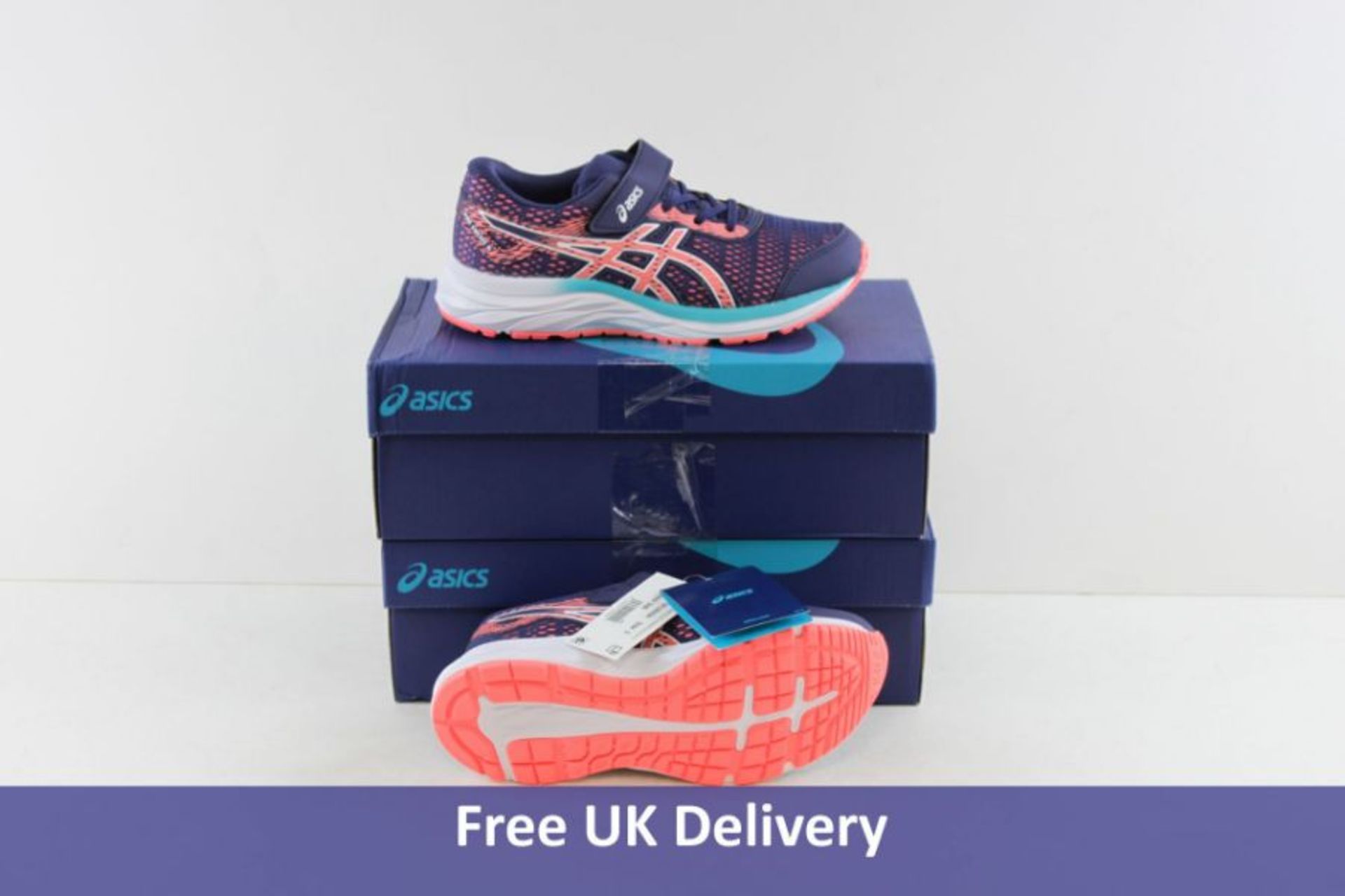 Two Pairs of Asics Children's Pre Excite 6 PS Trainers, Purple Matte and Sun Coral, UK K13.5