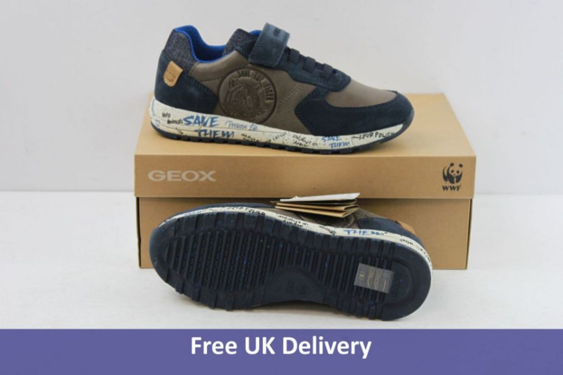 Geox Children's J Alben B. C J049EC Trainers, Coffee and Navy, UK 2.5