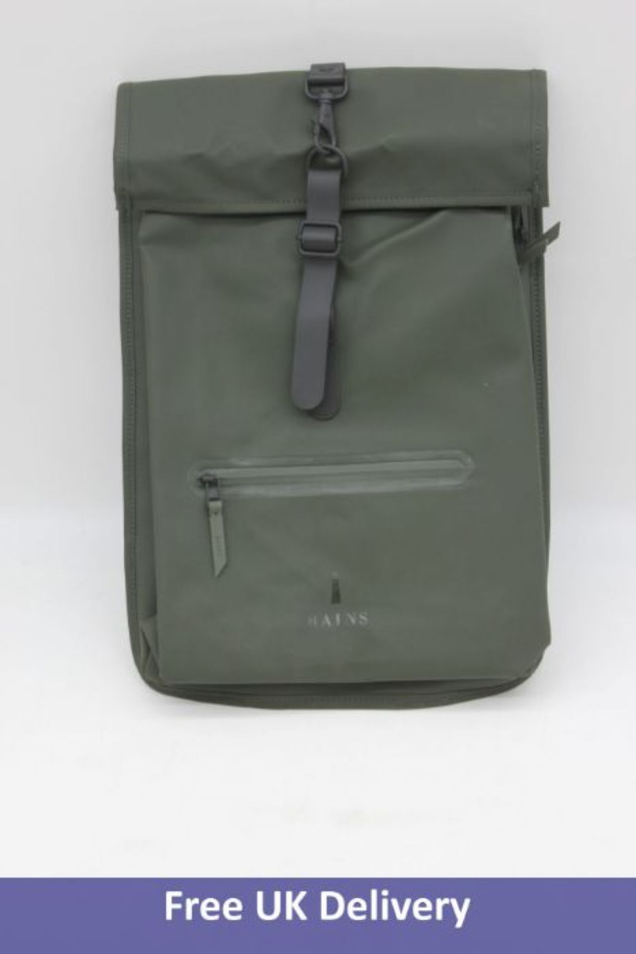 RAINS Waterproof Rolltop Rucksack, Green, 15"