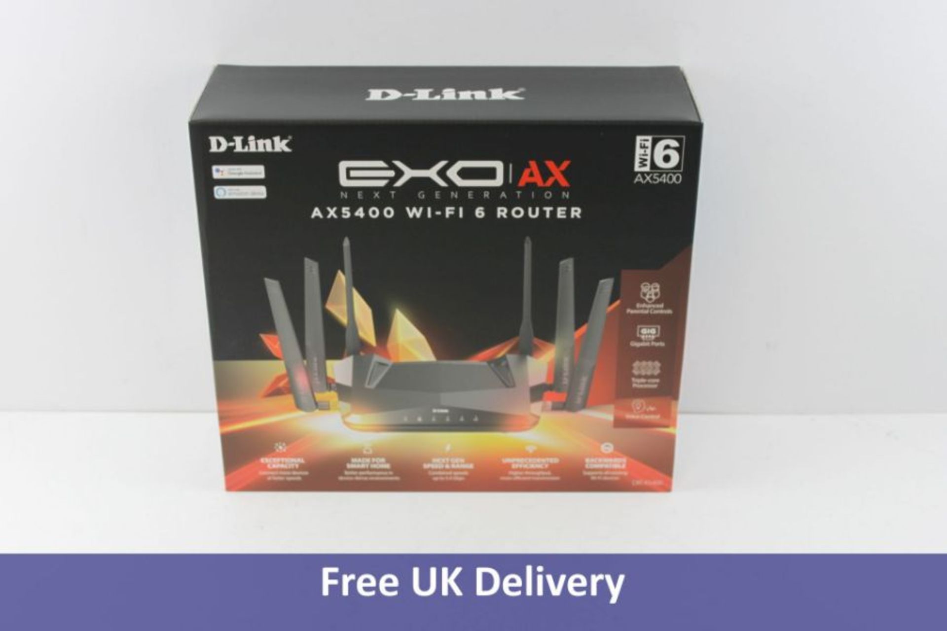 EXO AX D Link AX5400 Wi Fi 6 Router, Black. Box damaged