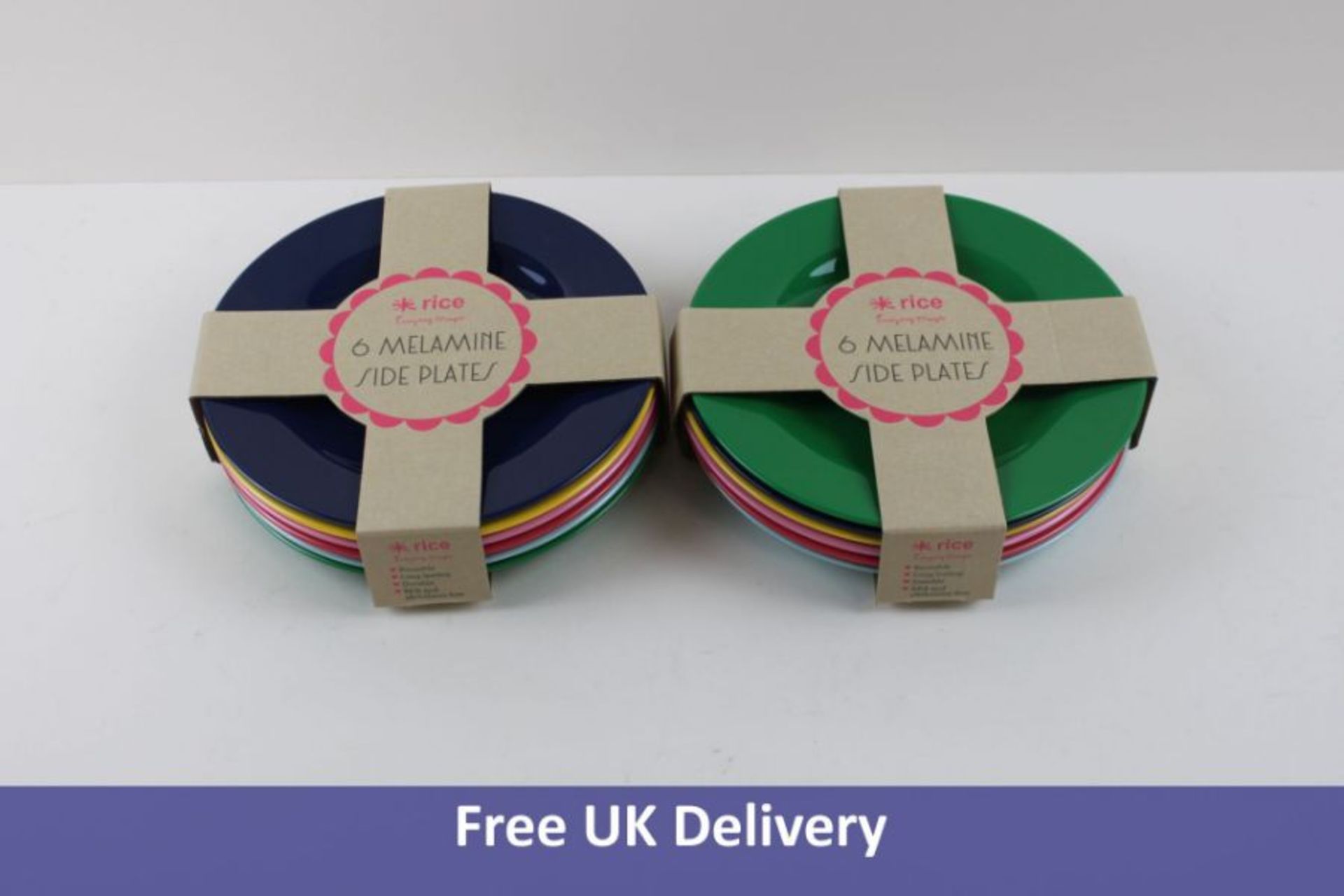Six Sets of 6 Rice Melamine Round Side Plates ,Various Colours