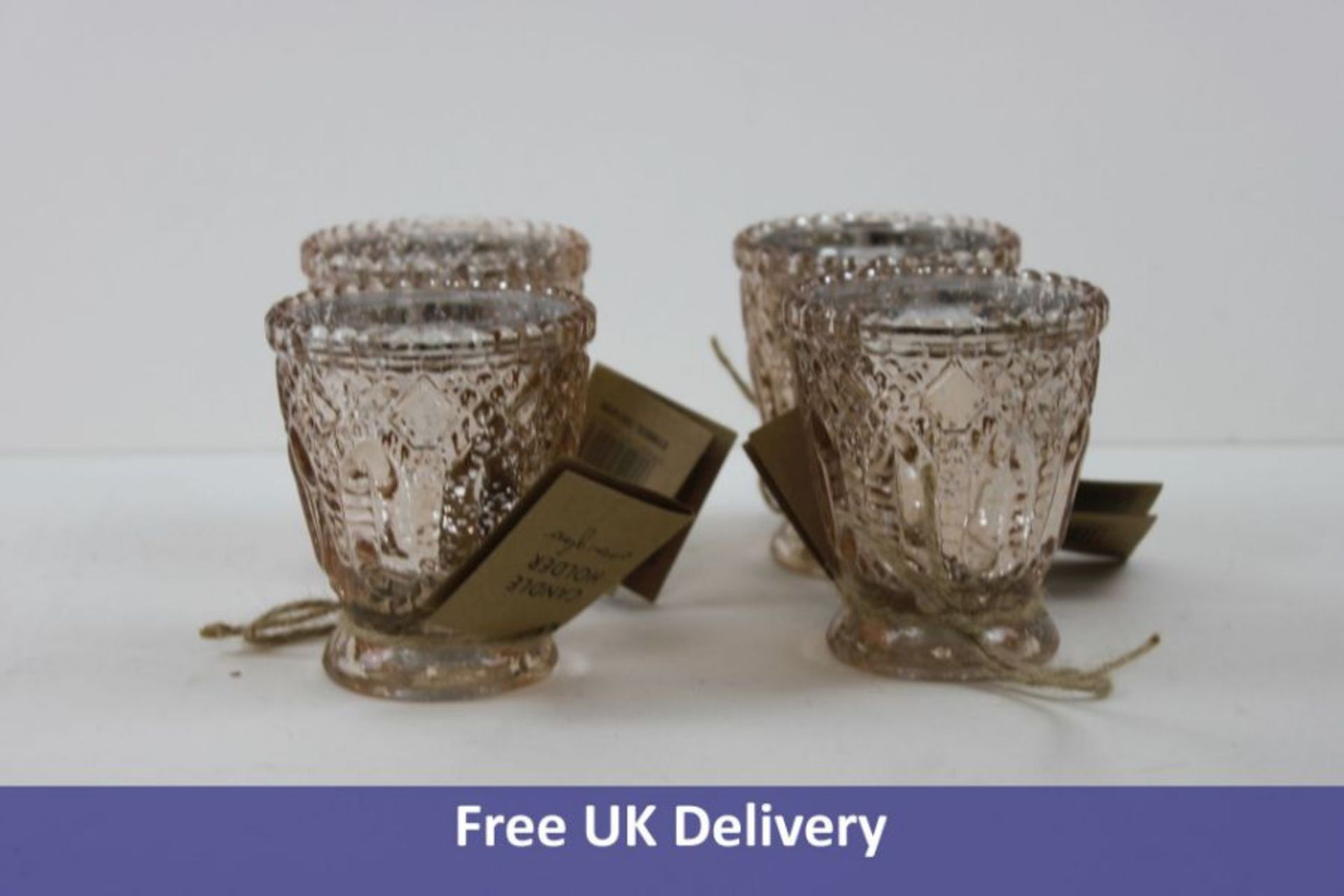 Six Boxes of Four Candle Holders, Rose Gold, 7cm x 8cm