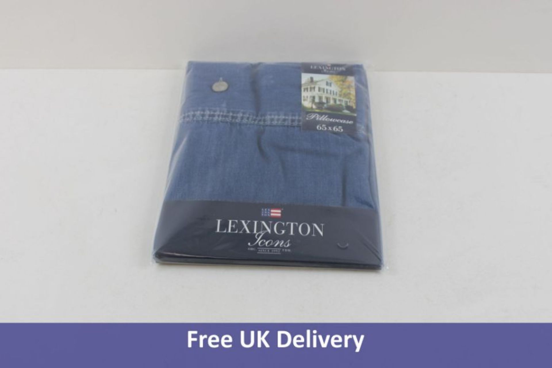 Two Lexington Icons Washed Denim Pillowcases, 65 x 65 cm