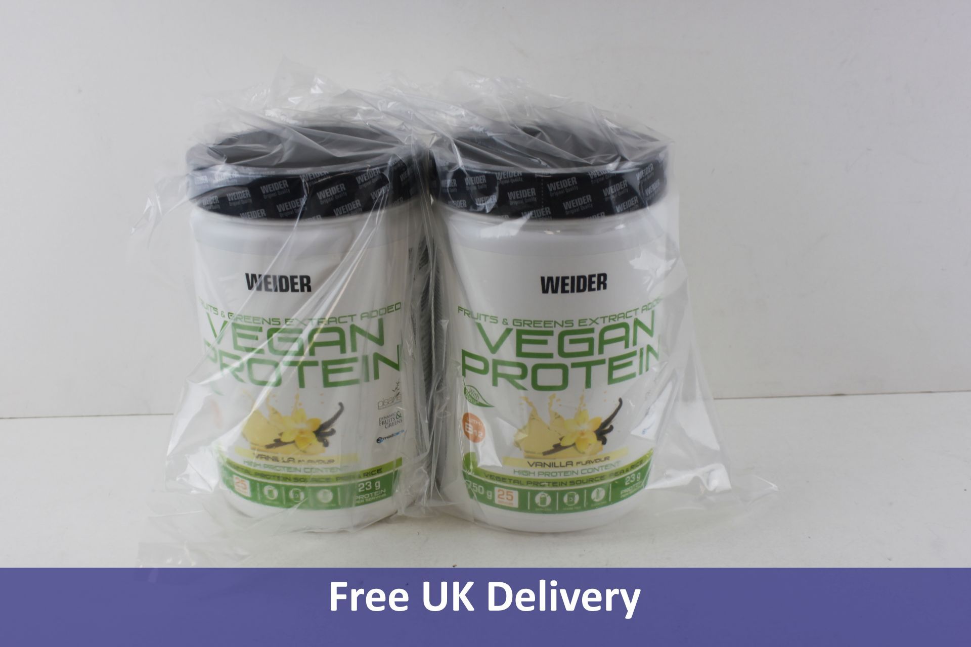 Two Pots of Weider Vegan Protein, Vanilla 750g, EXP 09/22