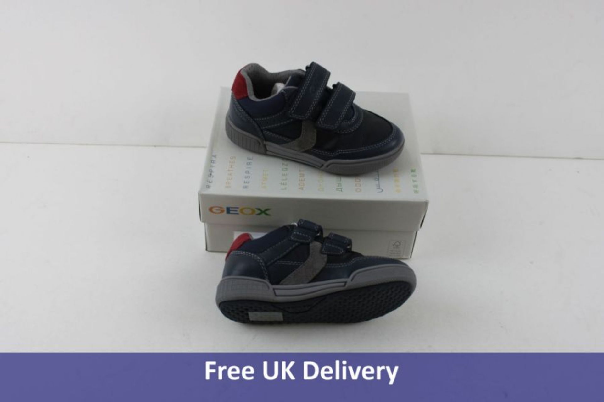 Two Pairs Geox Boys J Posedio Trainers, Navy and Grey, to include 1x UK 8.5 and 1x UK 9