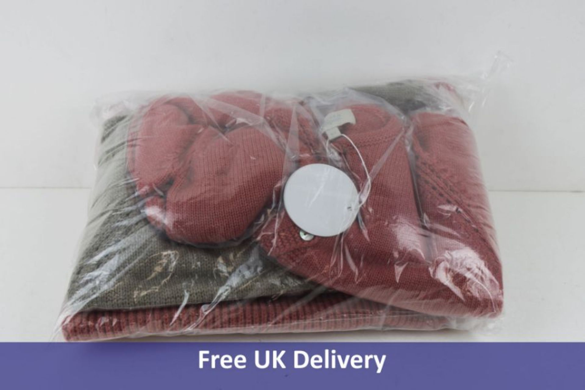 Three Items of Bonnet a Pompon Childrens' Clothing to Include 1x Bubble Sleeves Jumper, Red Wood, 1x
