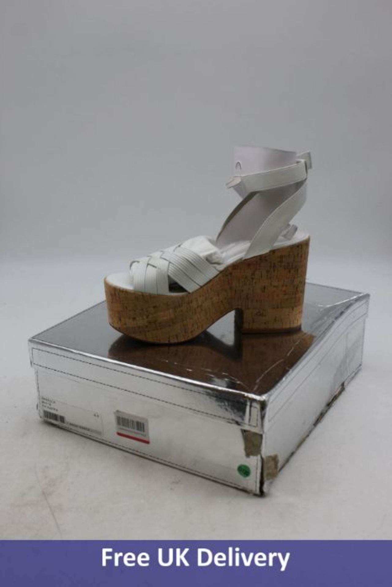 Sigerson Morrison Women's Woven Leather Cork Wedge, White, UK 8.5. Box damaged