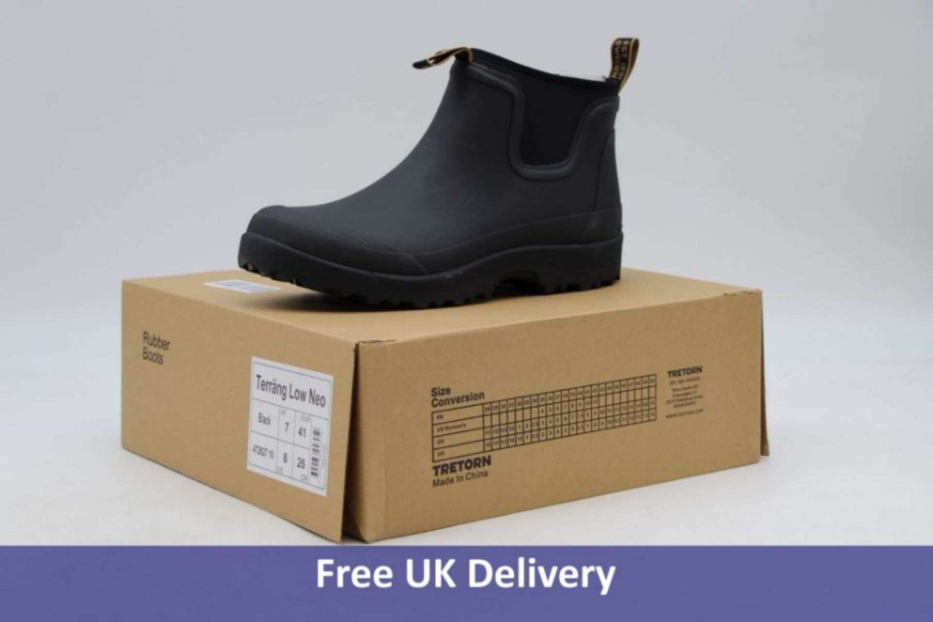 Tretorn Low Neo Rain Rubber Boots, Black, UK 7