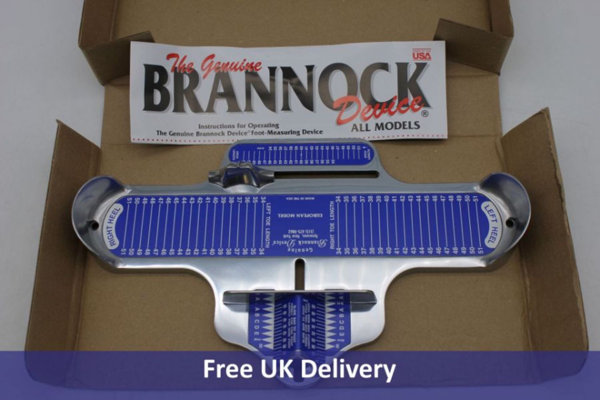 Two Brannock Foot Measuring Devices, Blue/Silver
