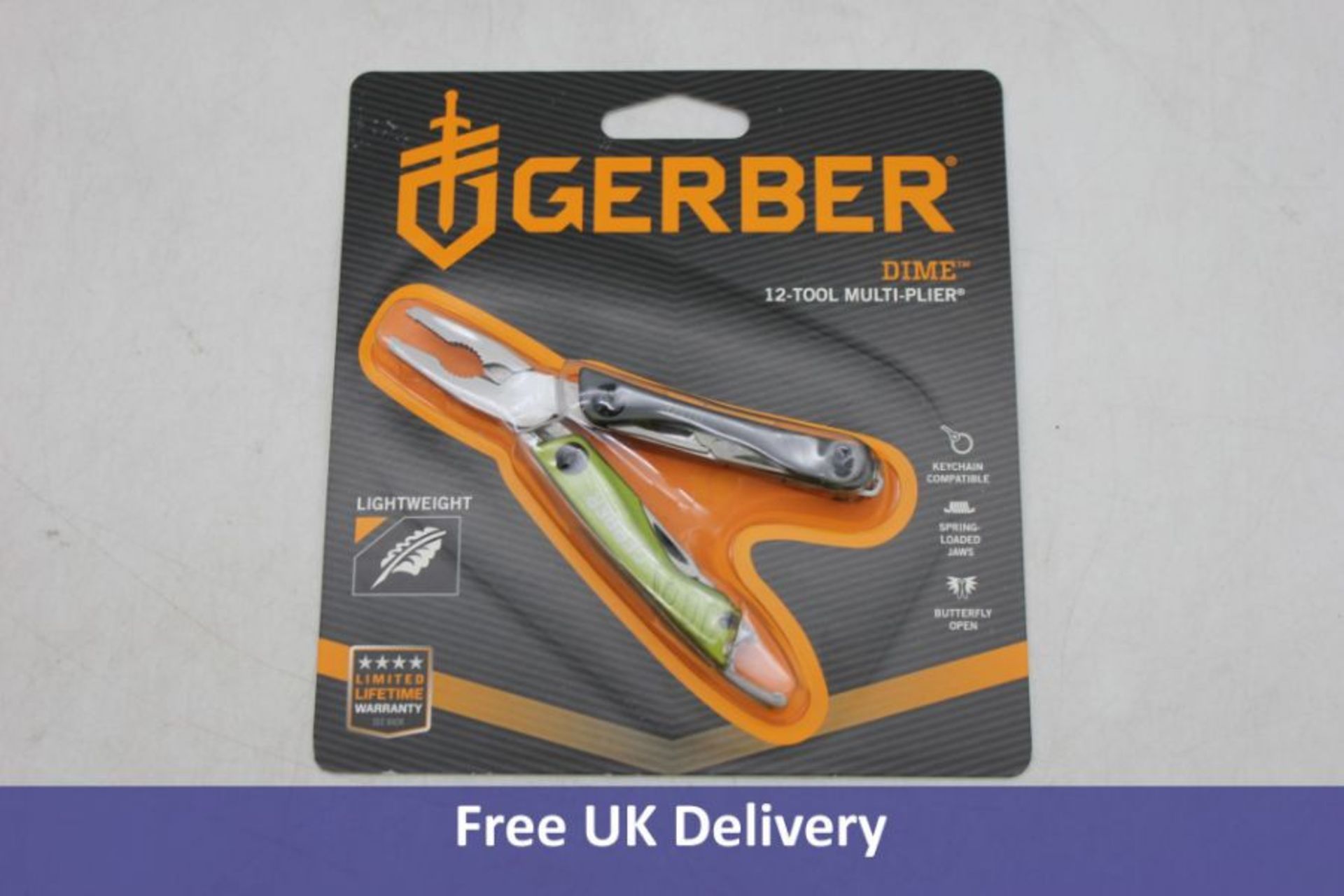 Six Gerber Dime Mini Multi-Tools, Green, 13.97x15.24x1.52cm