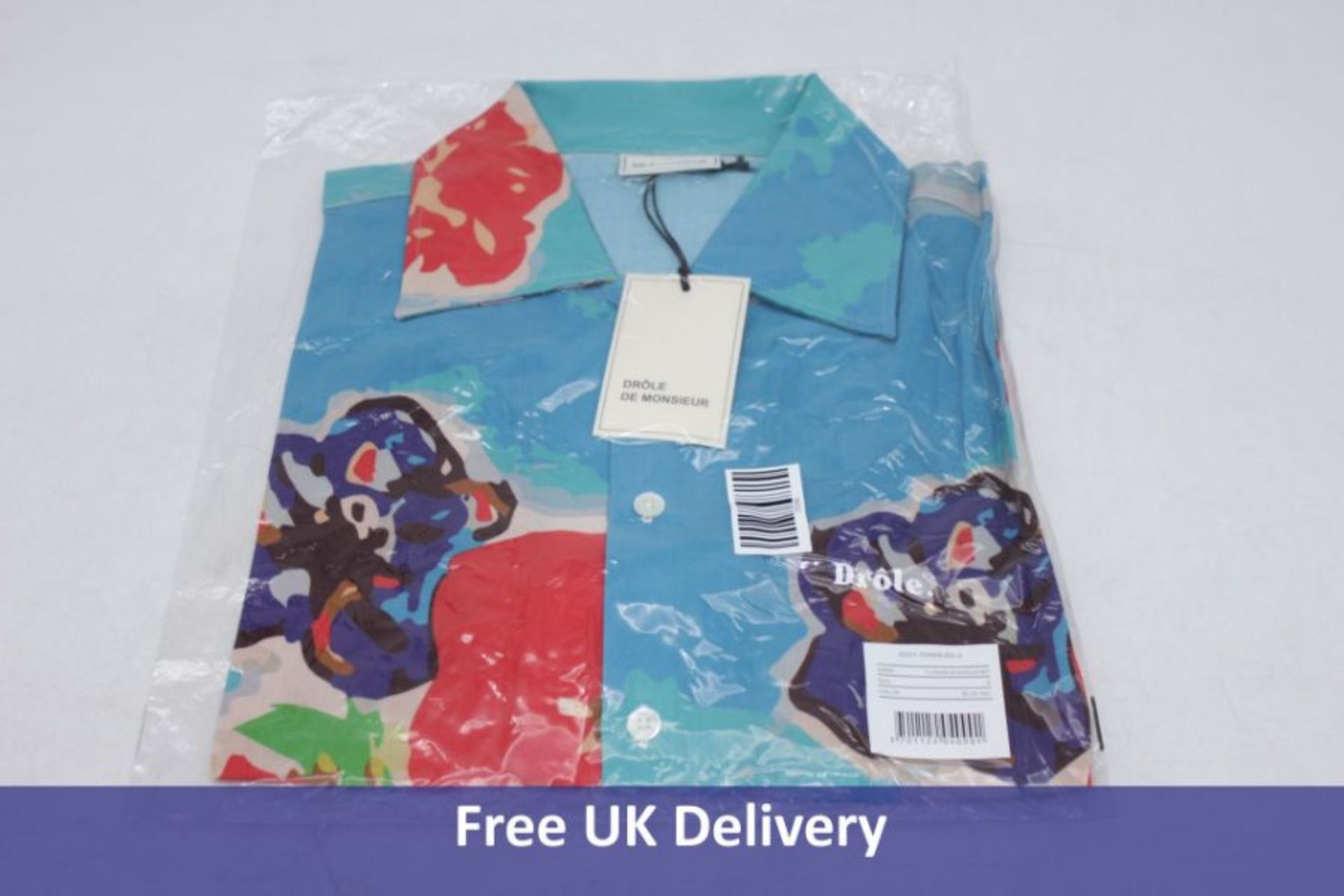 Drole De Monsieur Flower Riviera Shirt, Sky Blue, UK M