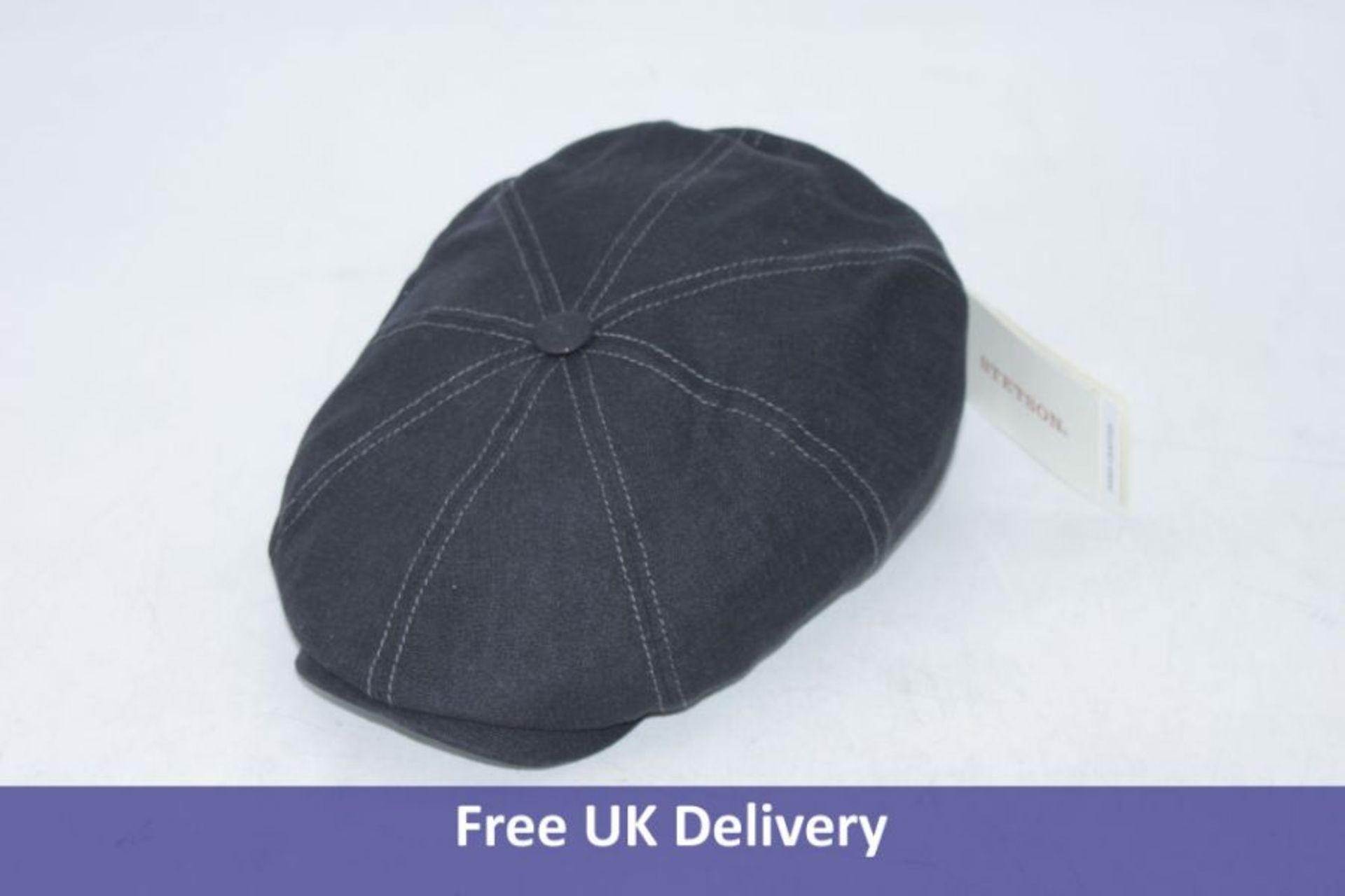 Two Stetson Hatteras Linen Flat Caps, Black, Size 55/S - Image 2 of 2