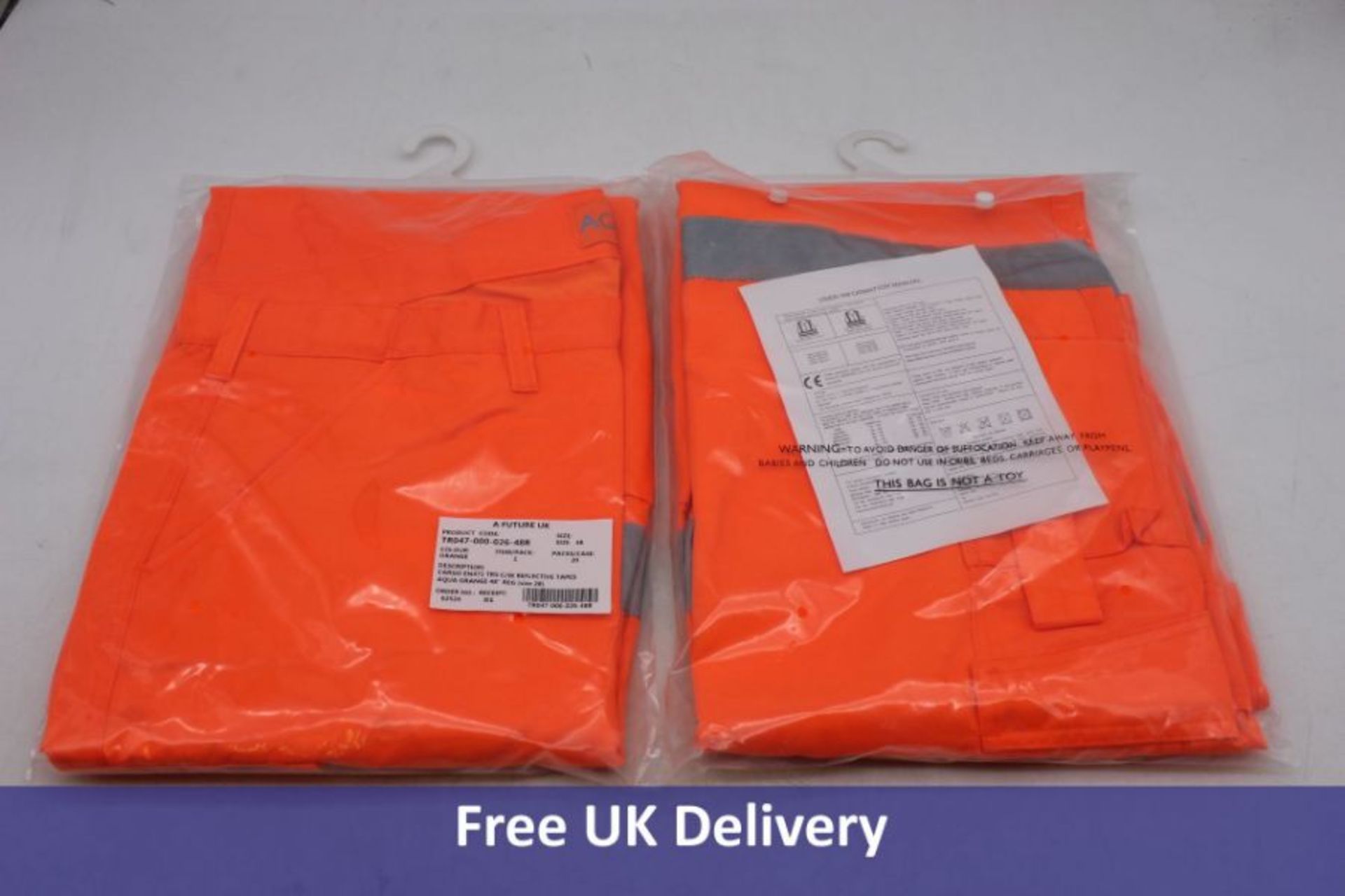 Four items of Aqua Clothing to include 2x Classic Unisex Cargo Trouser Orange, Size 48 and 2x Classi