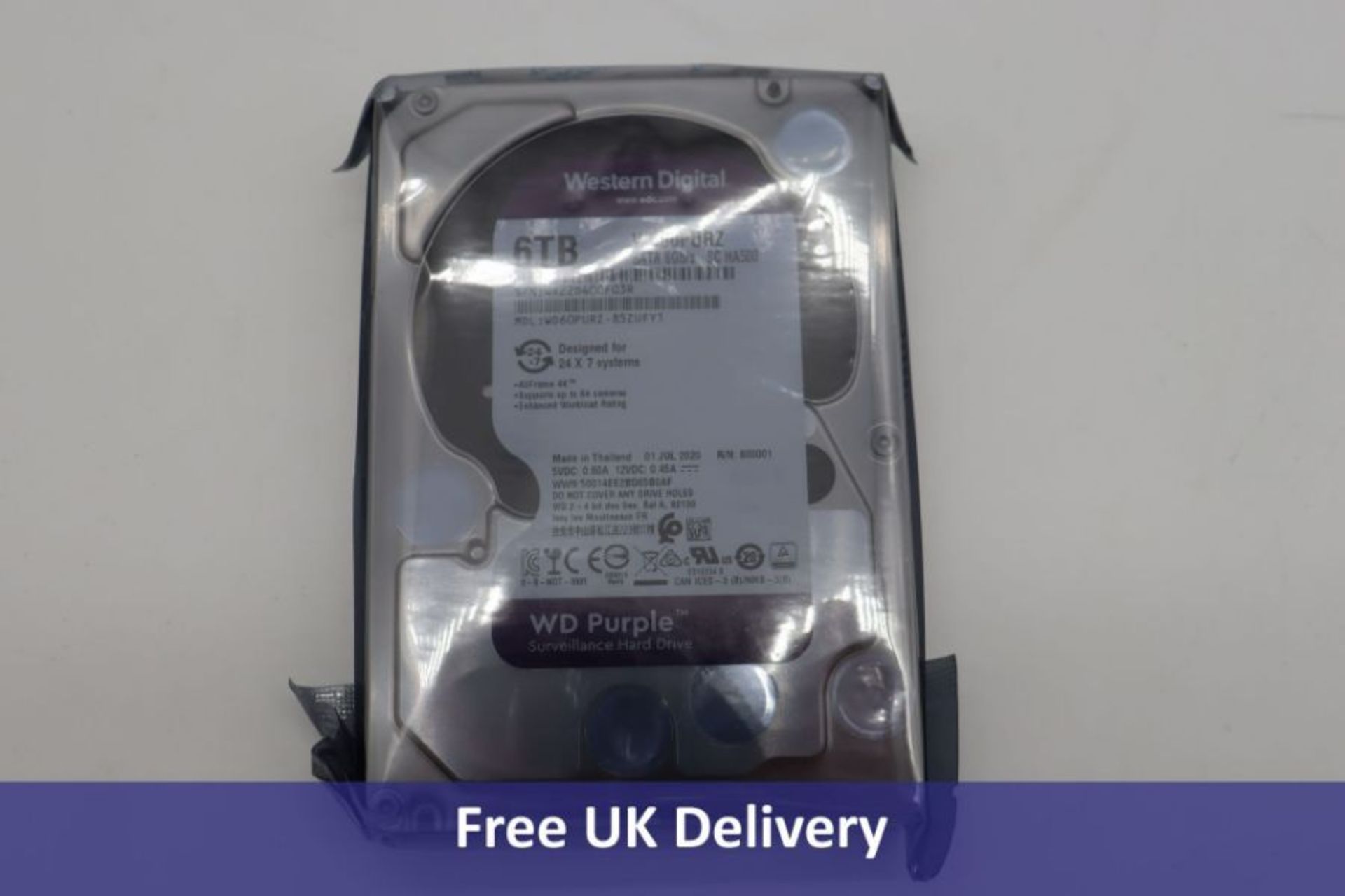 WD Purple Surveillance Hard Drive, 6TB, WD60PURZ