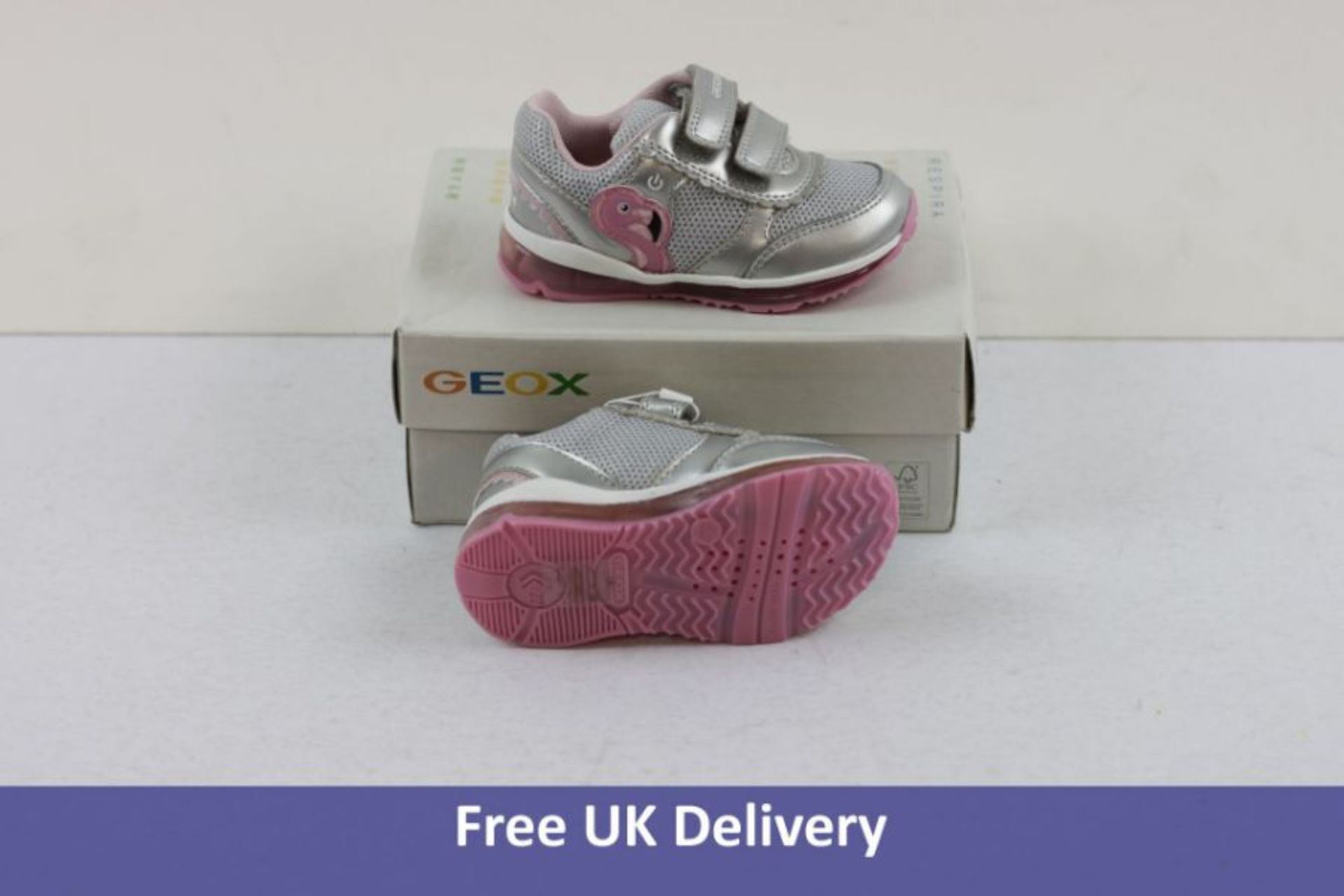 Geox Children's B.todo Flamingo Trainers, Silver and Pink, Infant Size 5