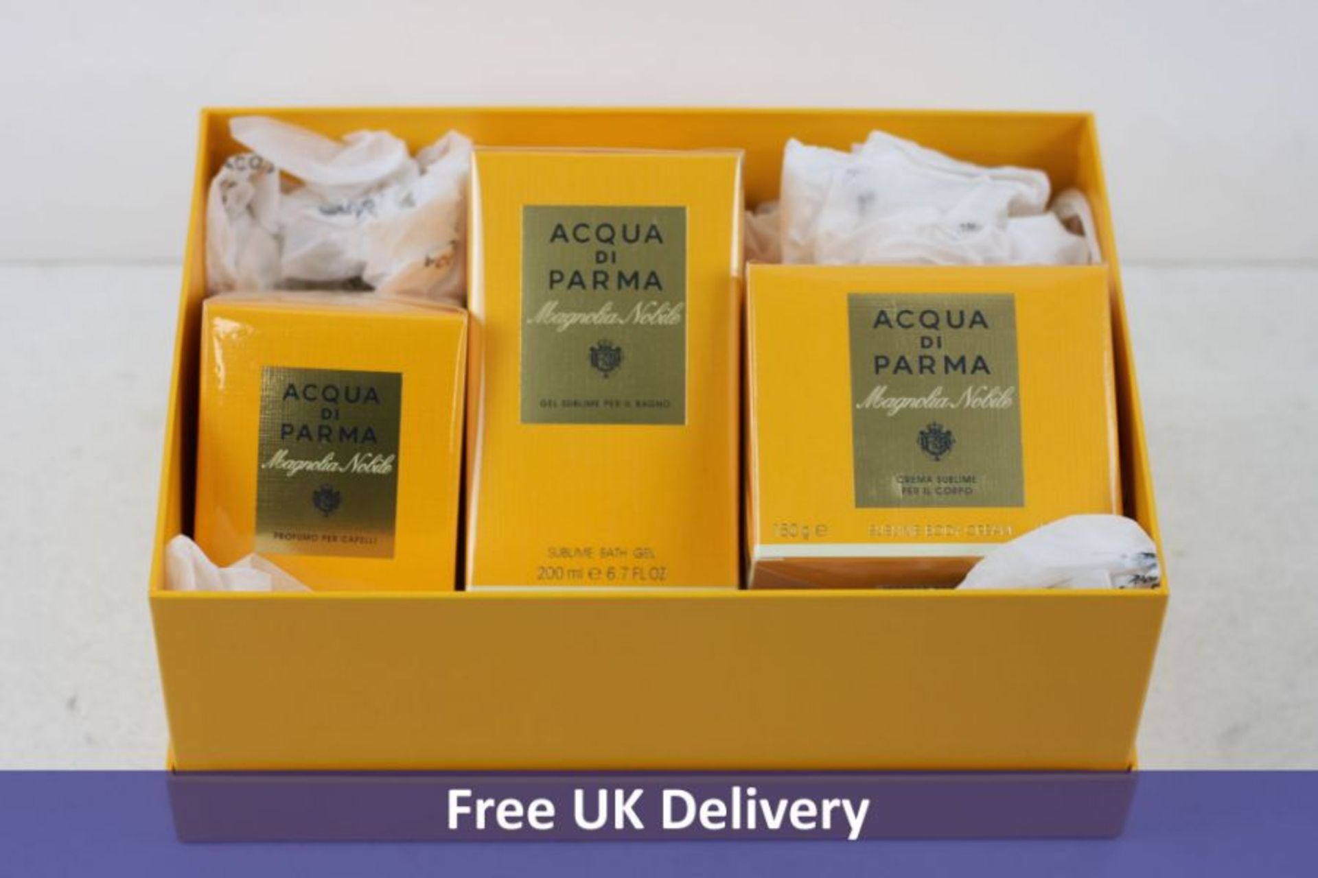 Acqua Di Parma Magnolia Nobile Box Set to Include 1x Hair Mist, 50 ml, 1x Body Cream, 150 g and Bath