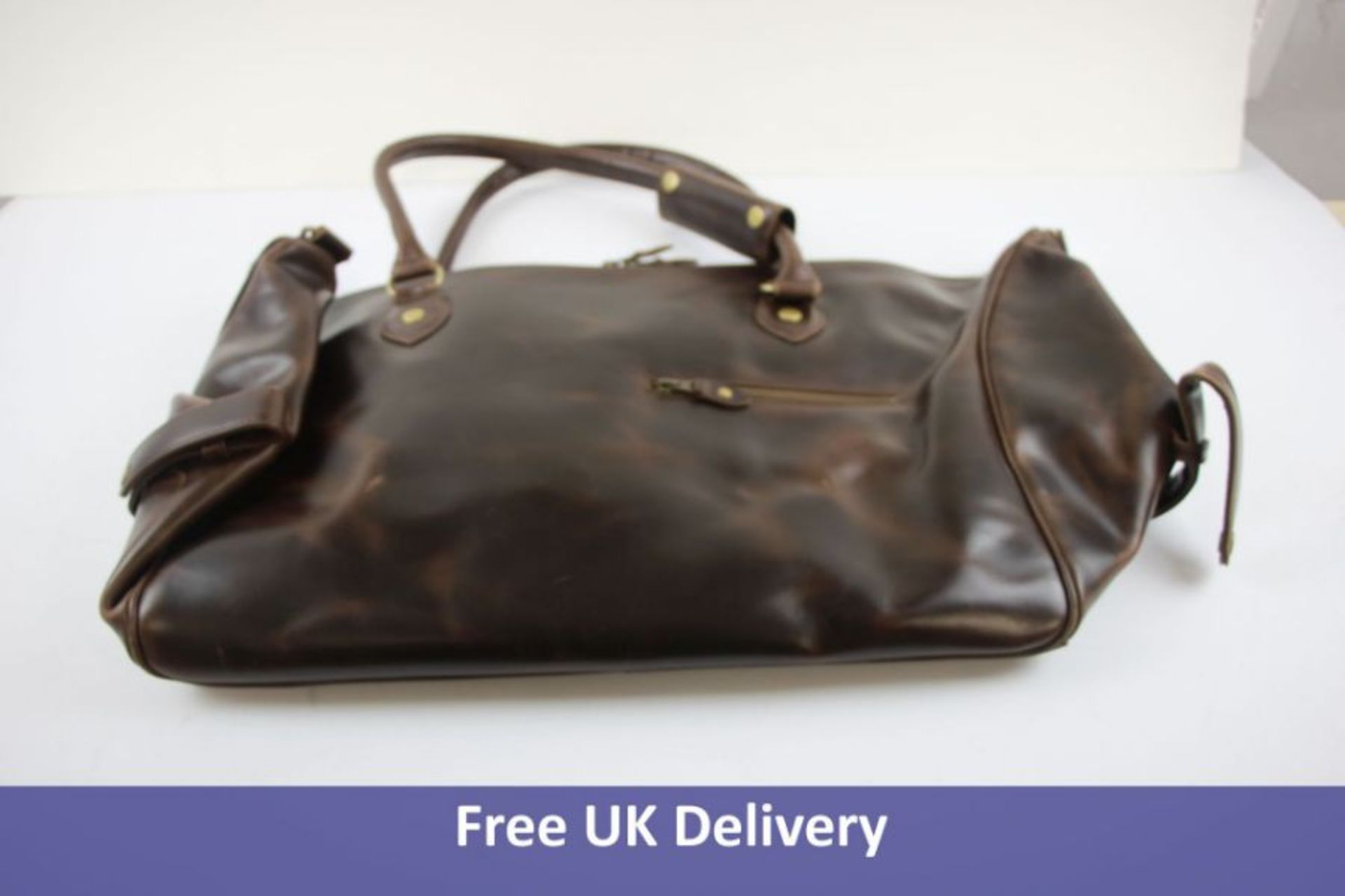 Buckle and Seam Linwood Weekender Leather Bag, Dark Brown
