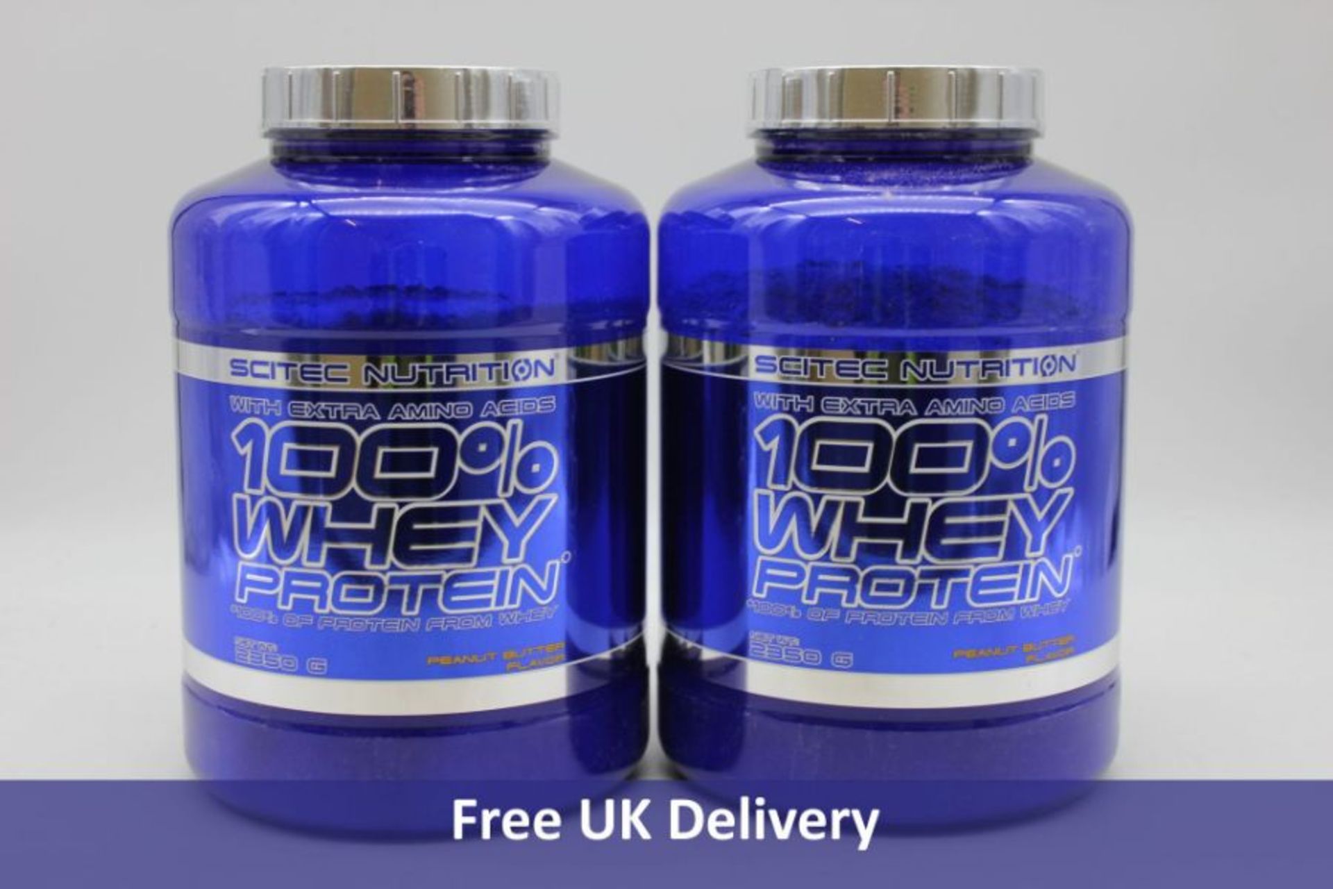 Four Tubs 100% Whey Protein Shakes to include 1x White Chocolate, 2350g, Expiry 02/04/2023, 1x Vanil - Image 2 of 2