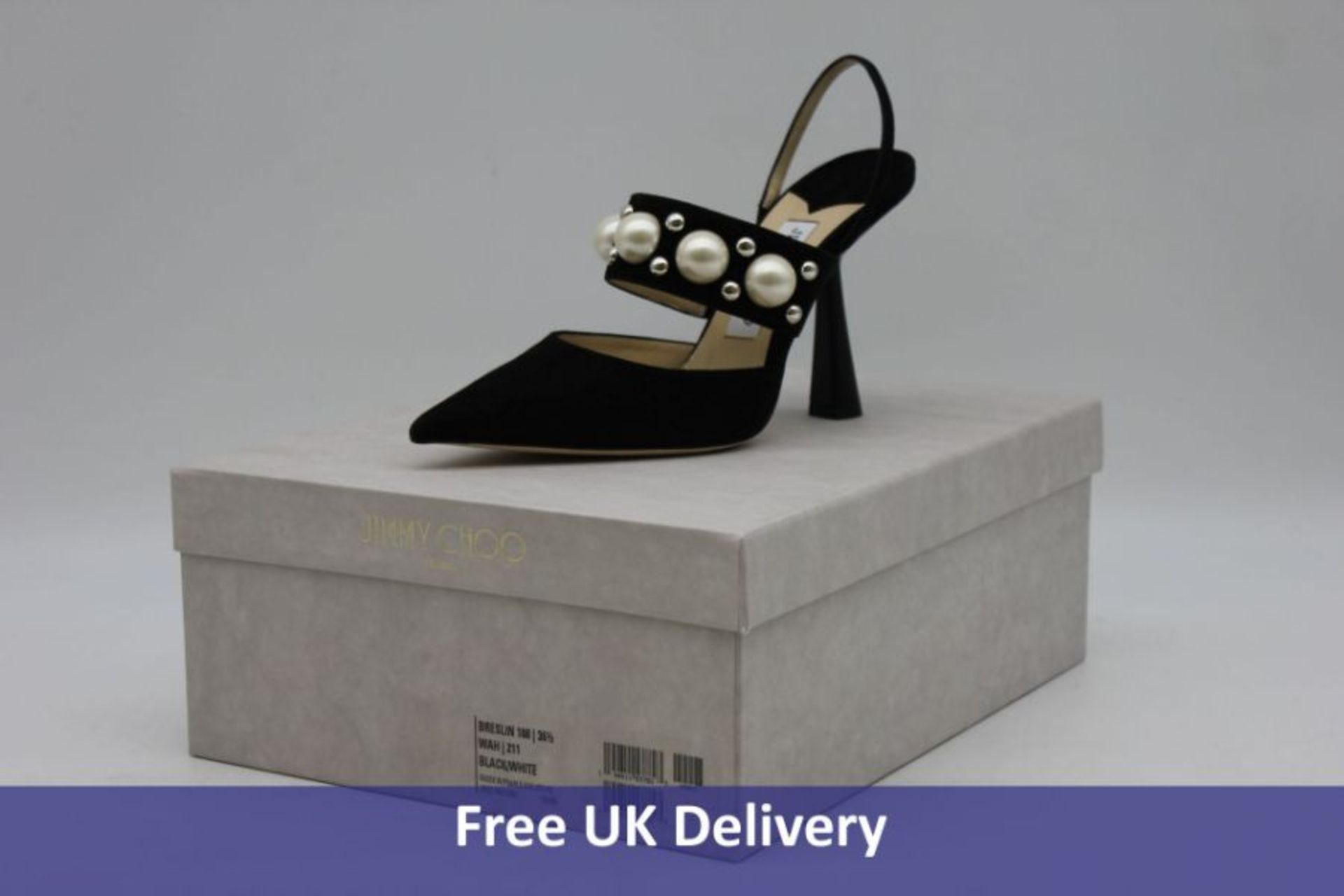 Jimmy Choo Woman's Breslin 100 Suede Shoe, Black/White, Size 40