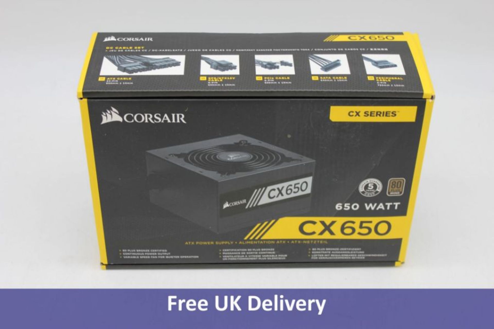 Corsair CX650 80 PLUS Bronze Certified ATX PSU. Used, not tested