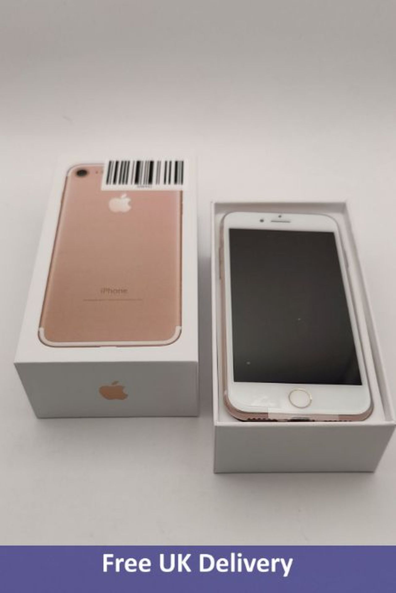 Apple iPhone 7 32GB, Rose Gold, A1778, MN9E2LL/A. Refurbished item, boxed with non-original accessor