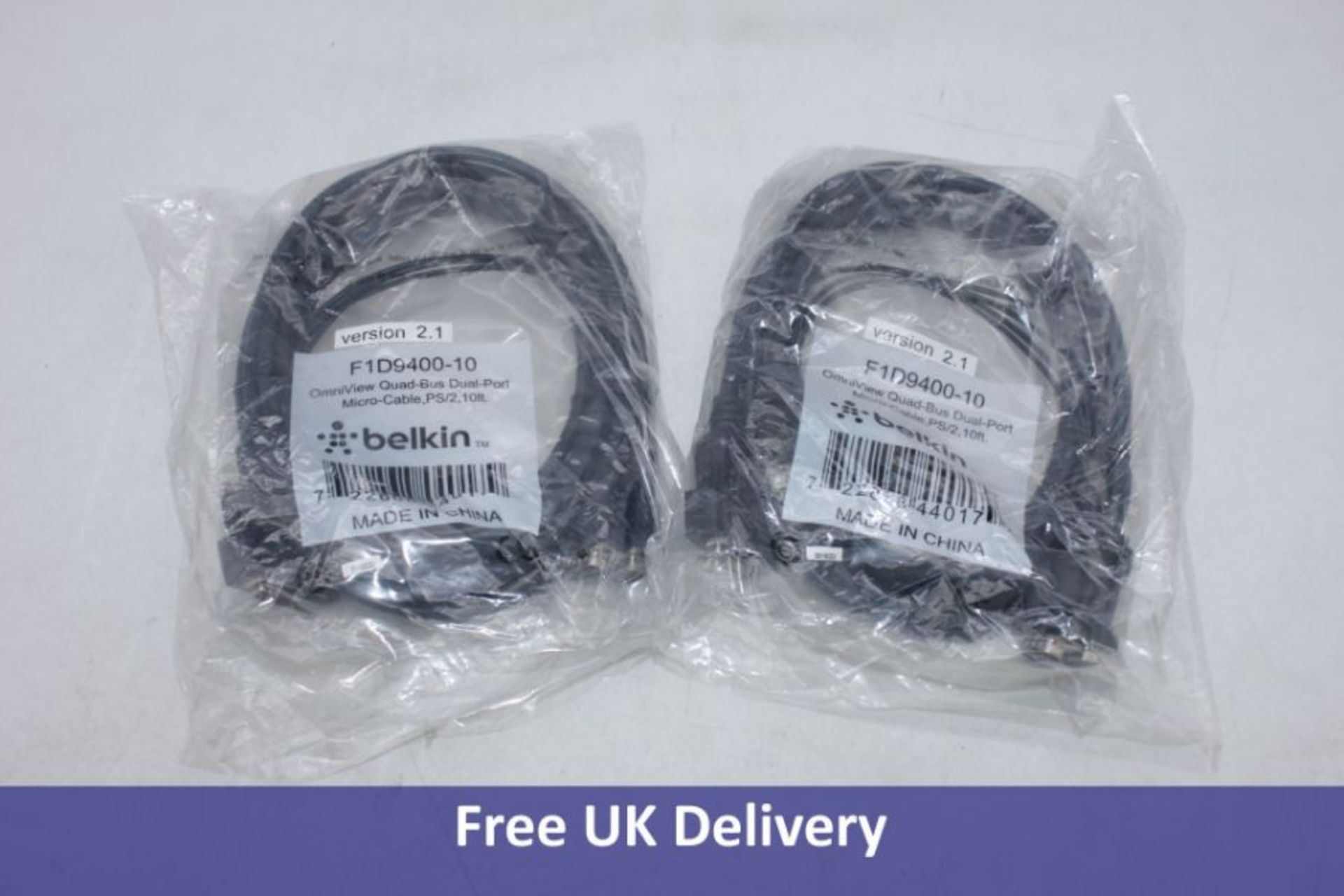 Eight Belkin OmniView Dual Port Cables, 10ft