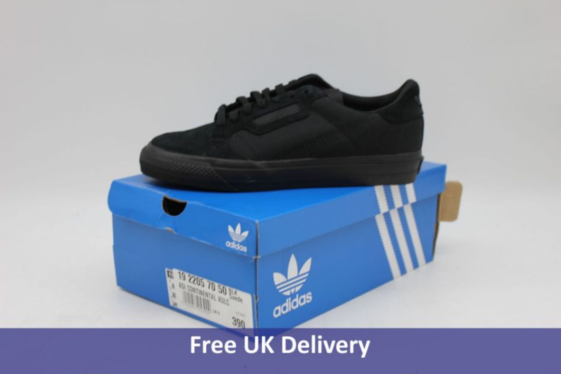 Adidas Continental Vulc Canvas Trainers, Black, UK 6