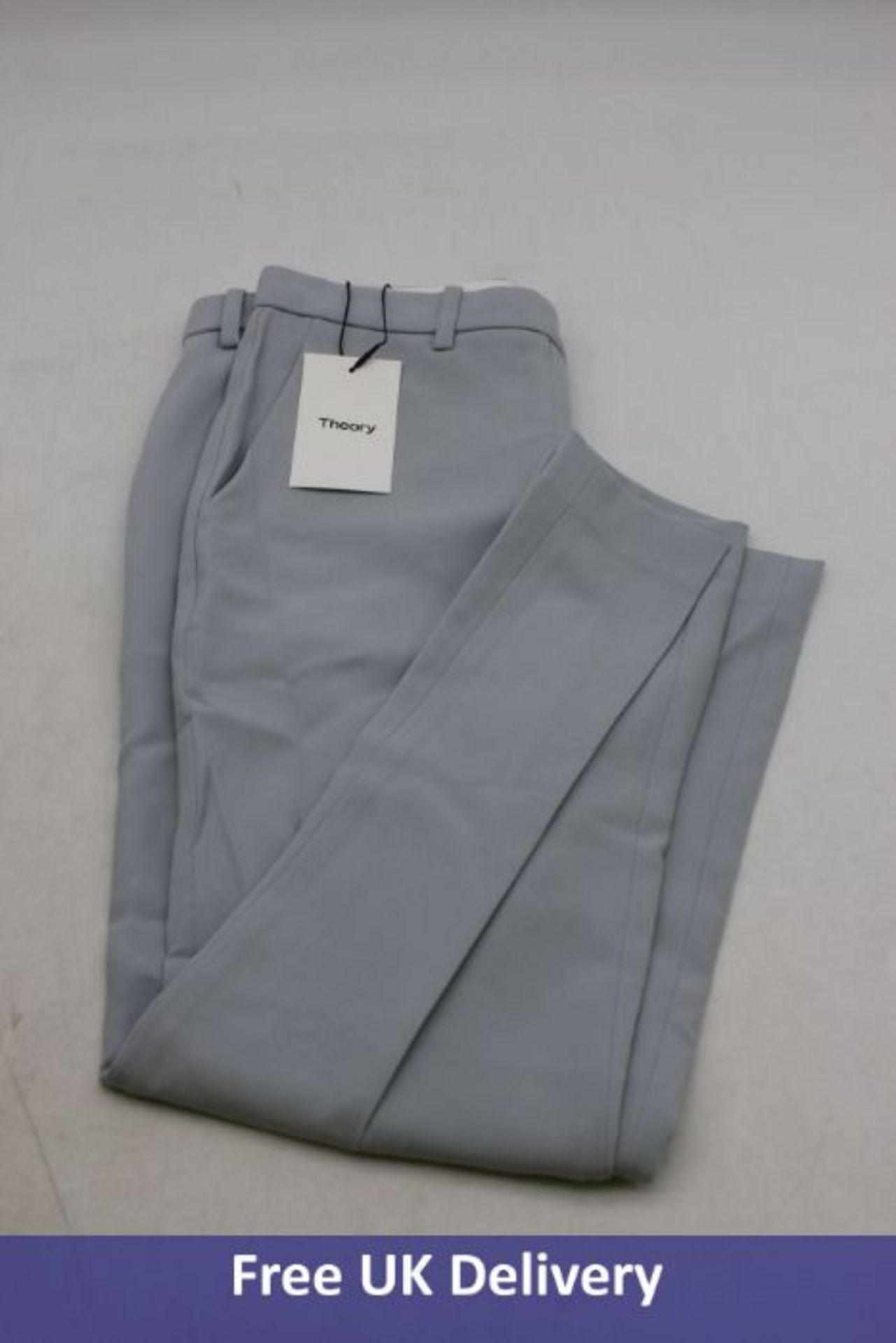 Theory Women's Wide Trousers, Mist Blue Admiral Crepe, Size 6