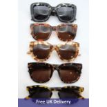 Ten Ace & Tate Sunglasses to include 2x Vic Gold Dust, 2x Kat Red Cosmic, 2x Alfred Banana Bio, 2x K