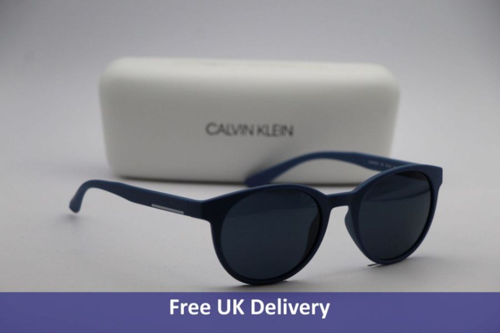 Calvin Klein Men's Platinum Sunglasses, Matte Slate Blue, Size 52