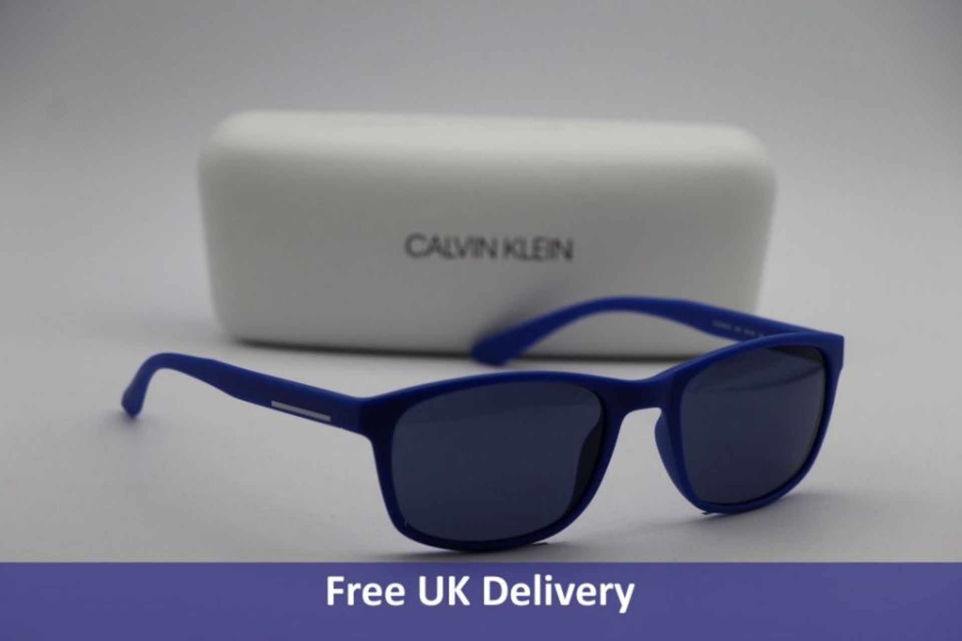 Calvin Klein Men's Platinum Sunglasses, Matte Cobalt Blue, Size 56